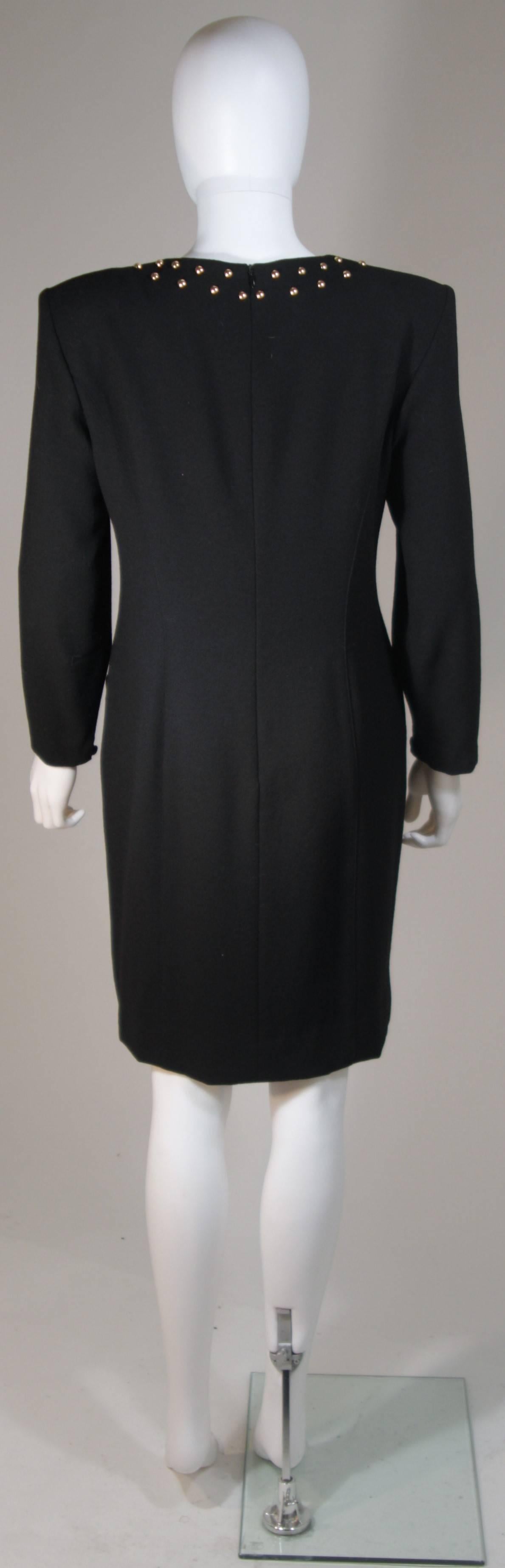 GUY LAROCHE Black Cocktail Dress with Stud Applique Size Large For Sale 4