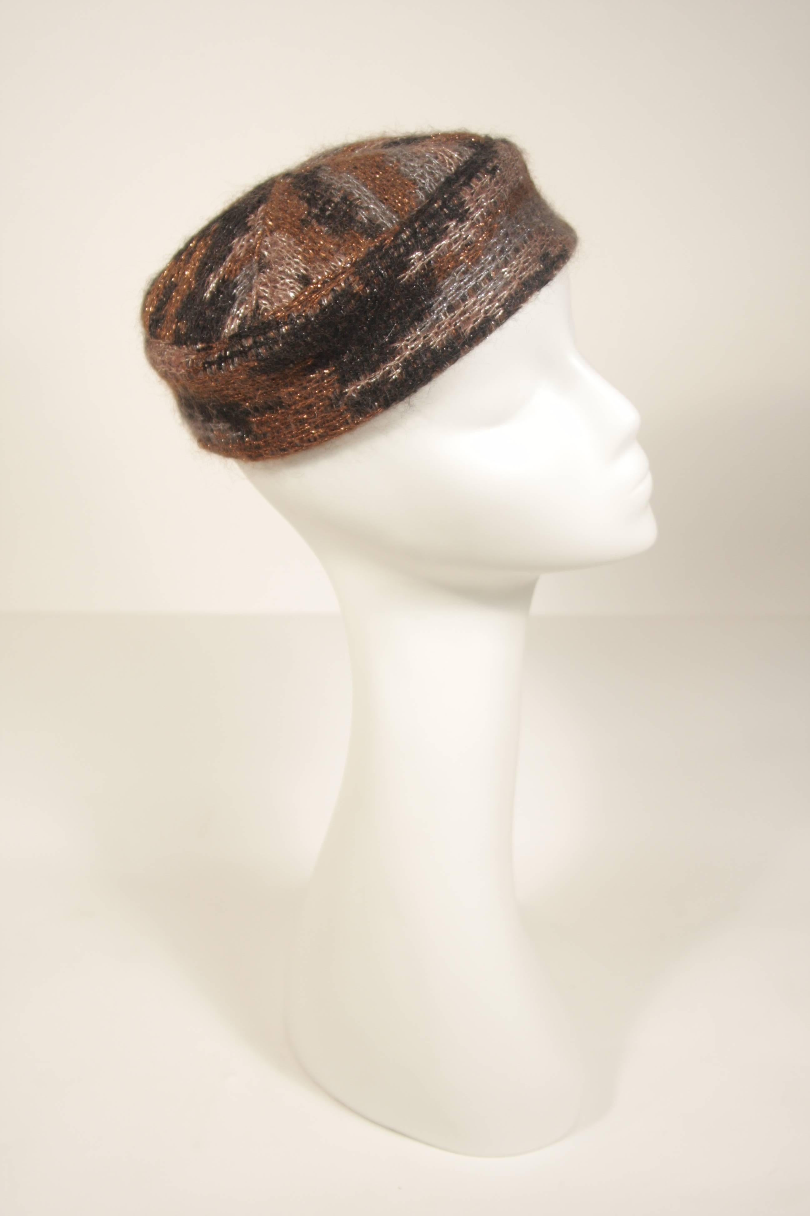 Gray MISSONI Brown Multi Color Bronze Mohair Blend Hat 