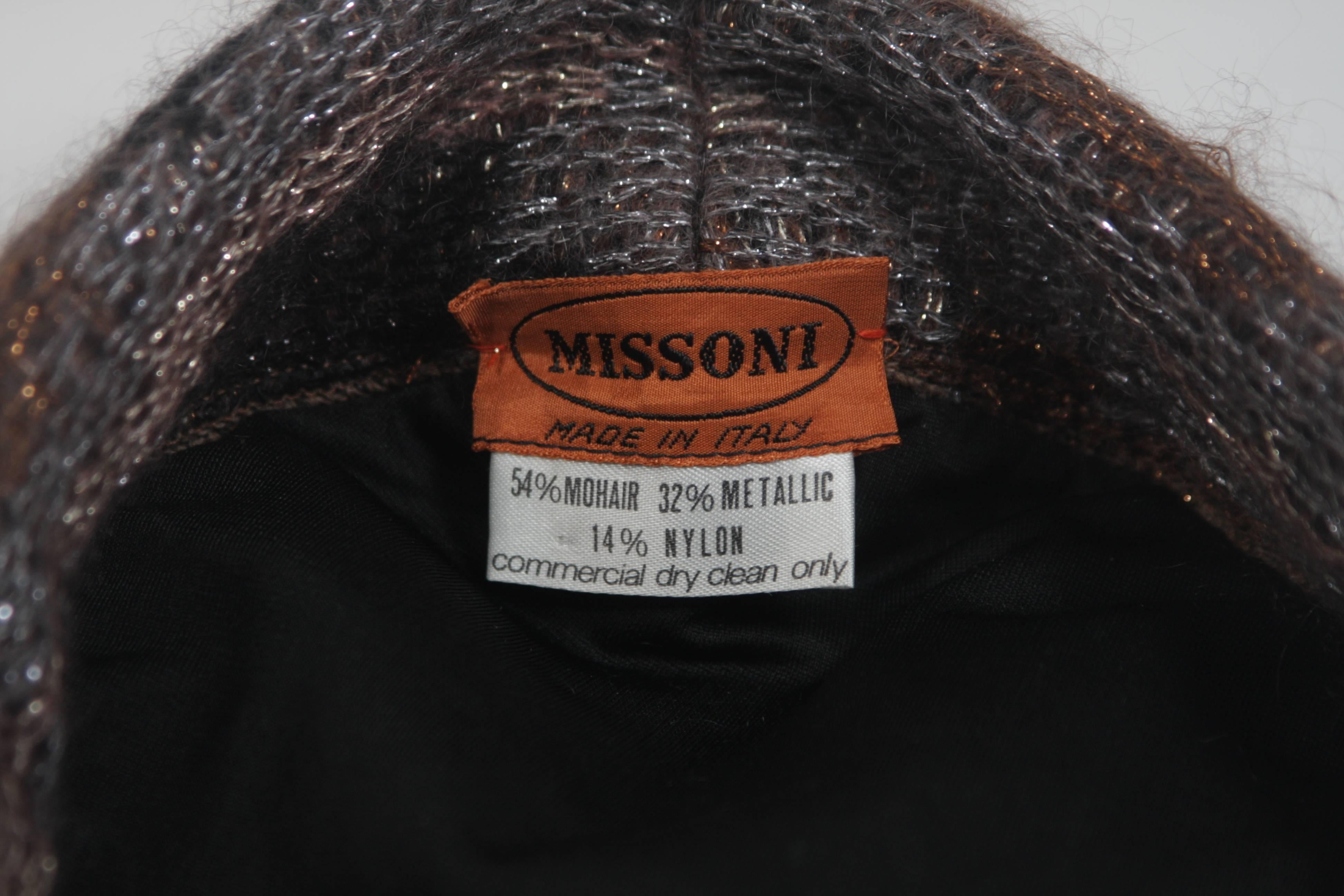 MISSONI Brown Multi Color Bronze Mohair Blend Hat  2