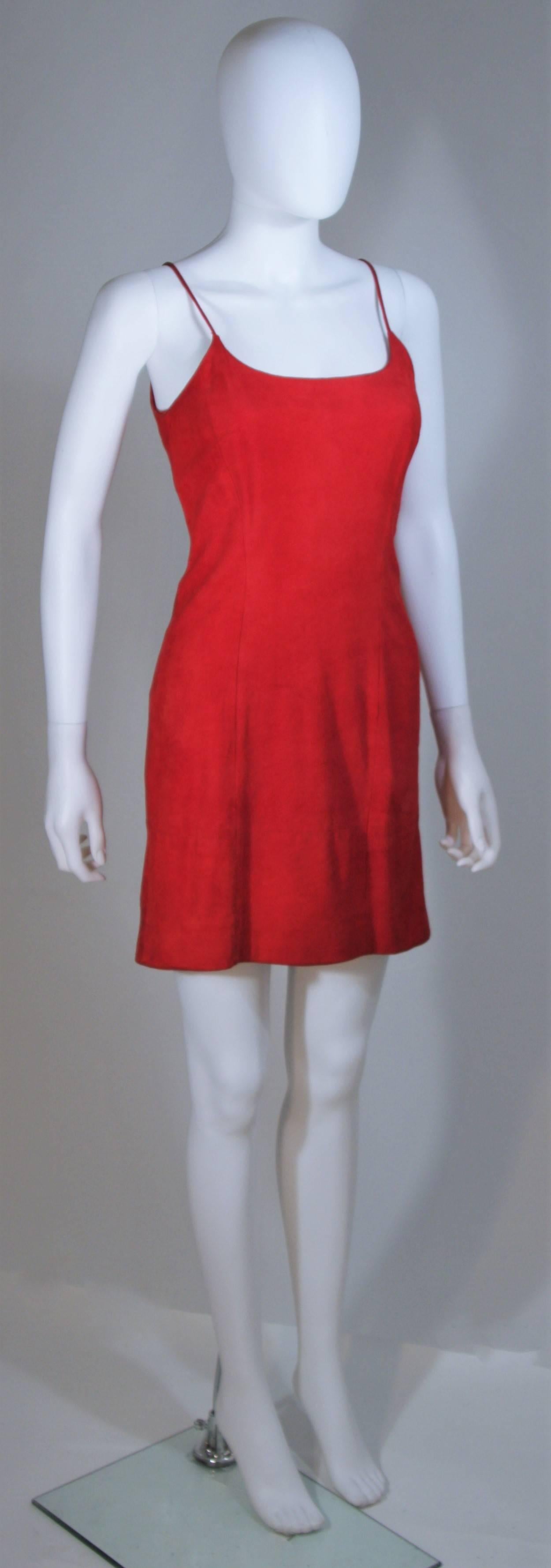 GUCCI Red Suede Spaghetti Strap Dress Size 4-6 In Excellent Condition In Los Angeles, CA