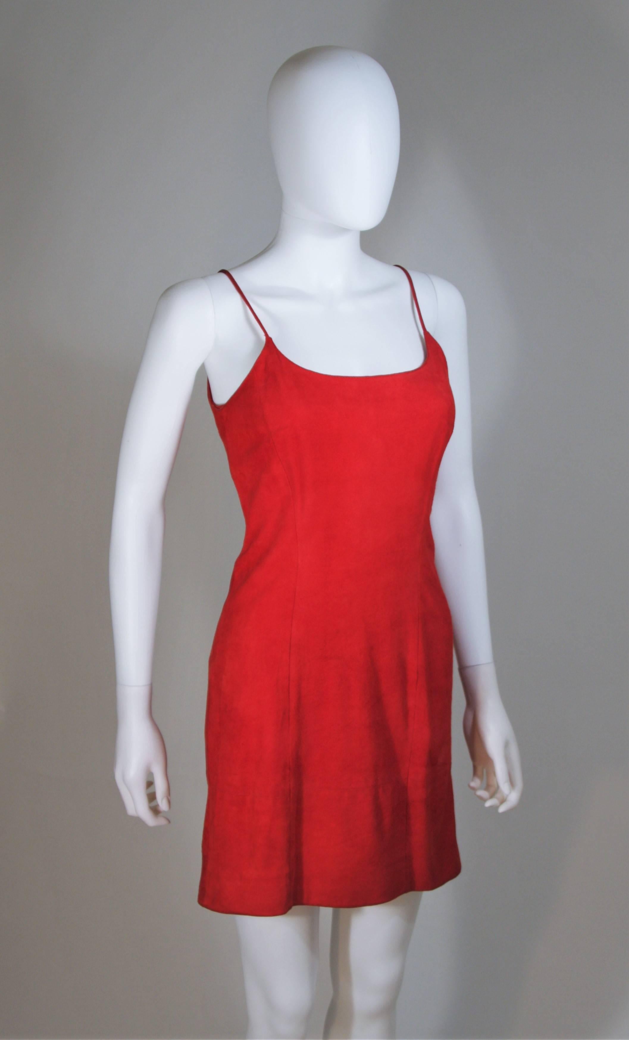 Women's GUCCI Red Suede Spaghetti Strap Dress Size 4-6