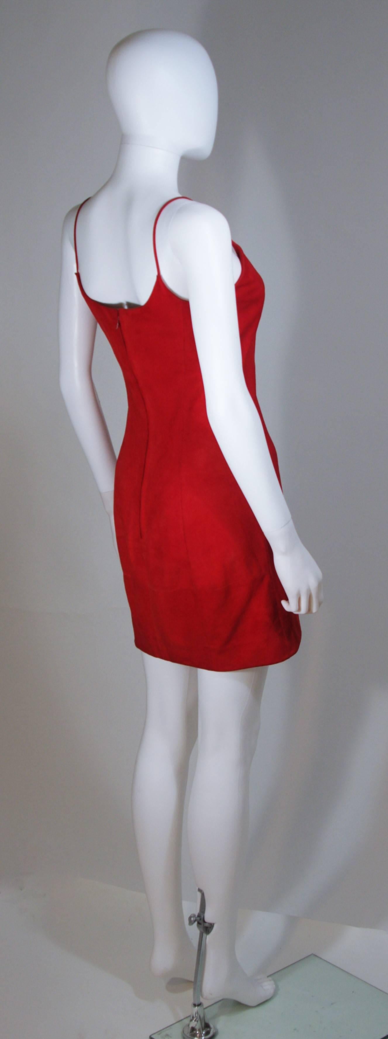 GUCCI Red Suede Spaghetti Strap Dress Size 4-6 1