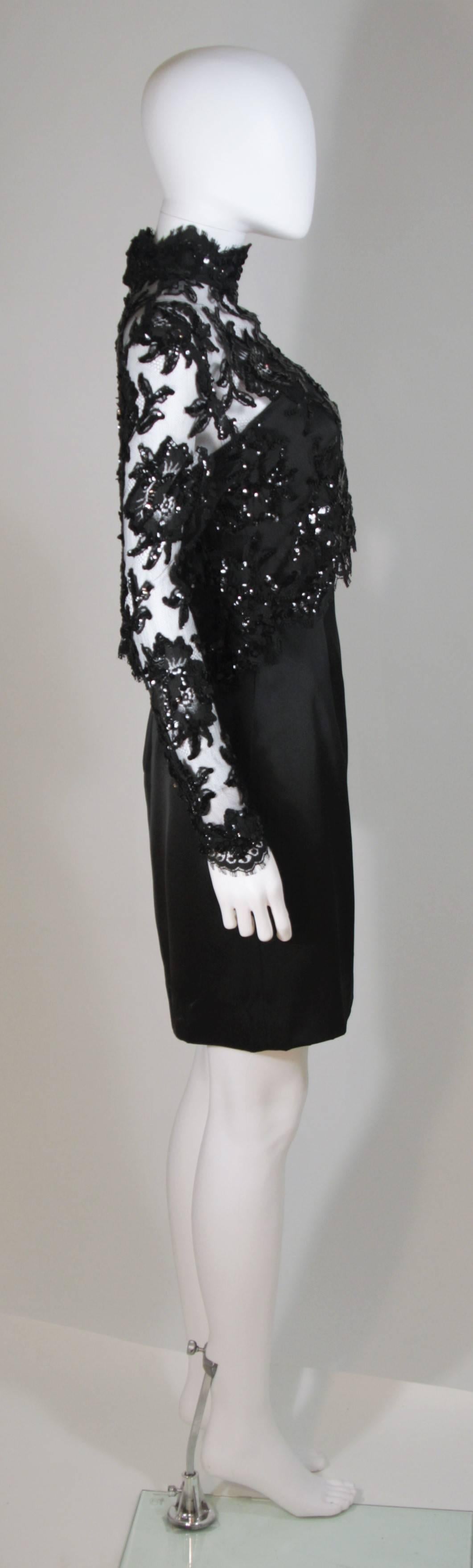 Women's PATRICK KELLY Circa 1980's Black Sequin Lace Blouse and Cocktail Dress Size 4