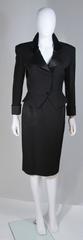 CARVEN BOUTIQUE Black Pintuck Skirt Suit with Velvet and Satin Trim Size 4-6
