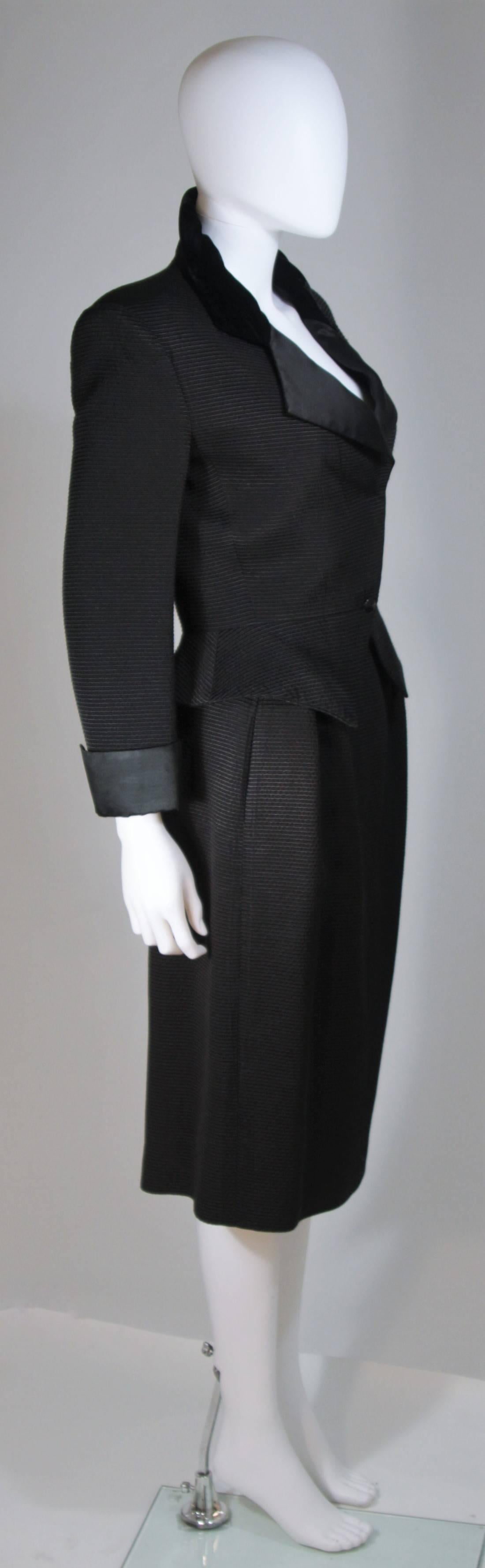 Women's CARVEN BOUTIQUE Black Pintuck Skirt Suit with Velvet and Satin Trim Size 4-6 For Sale