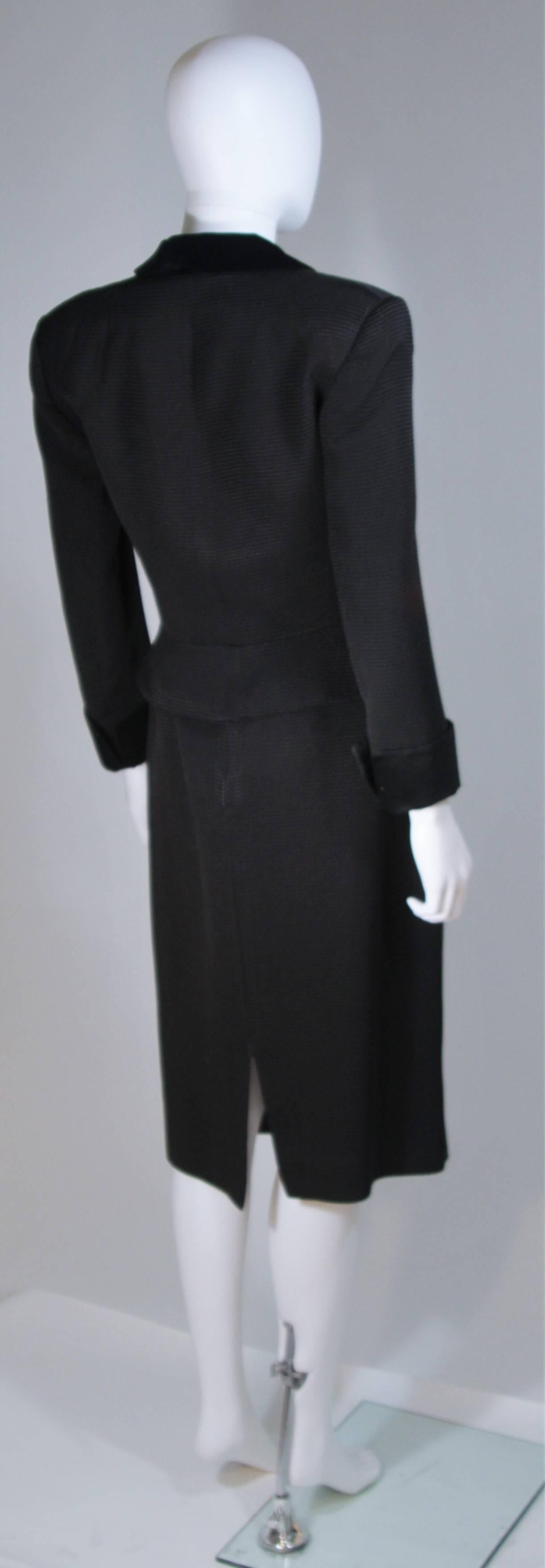 CARVEN BOUTIQUE Black Pintuck Skirt Suit with Velvet and Satin Trim Size  4-6 For Sale at 1stDibs