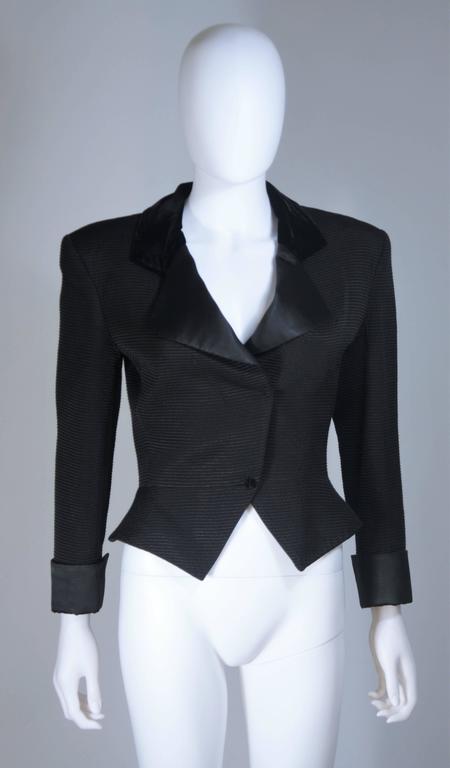 CARVEN BOUTIQUE Black Pintuck Skirt Suit with Velvet and Satin Trim ...