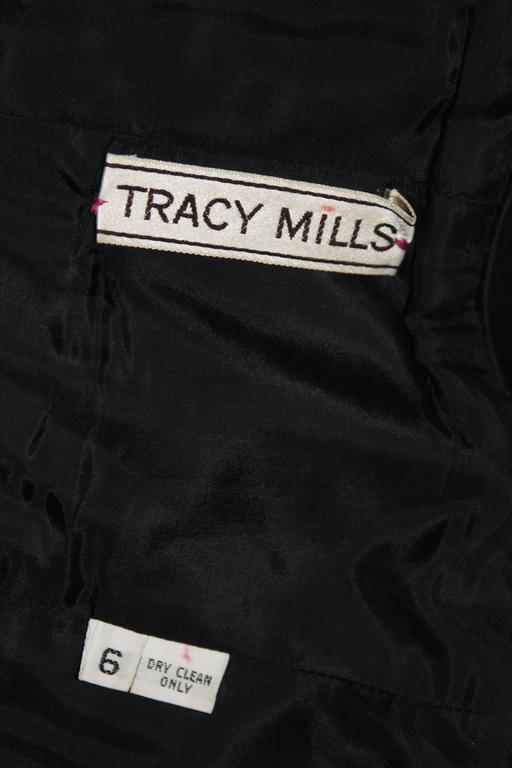 TRACEY MILLS 1980's Black Gown with Magenta Contrast and Large Bow Size