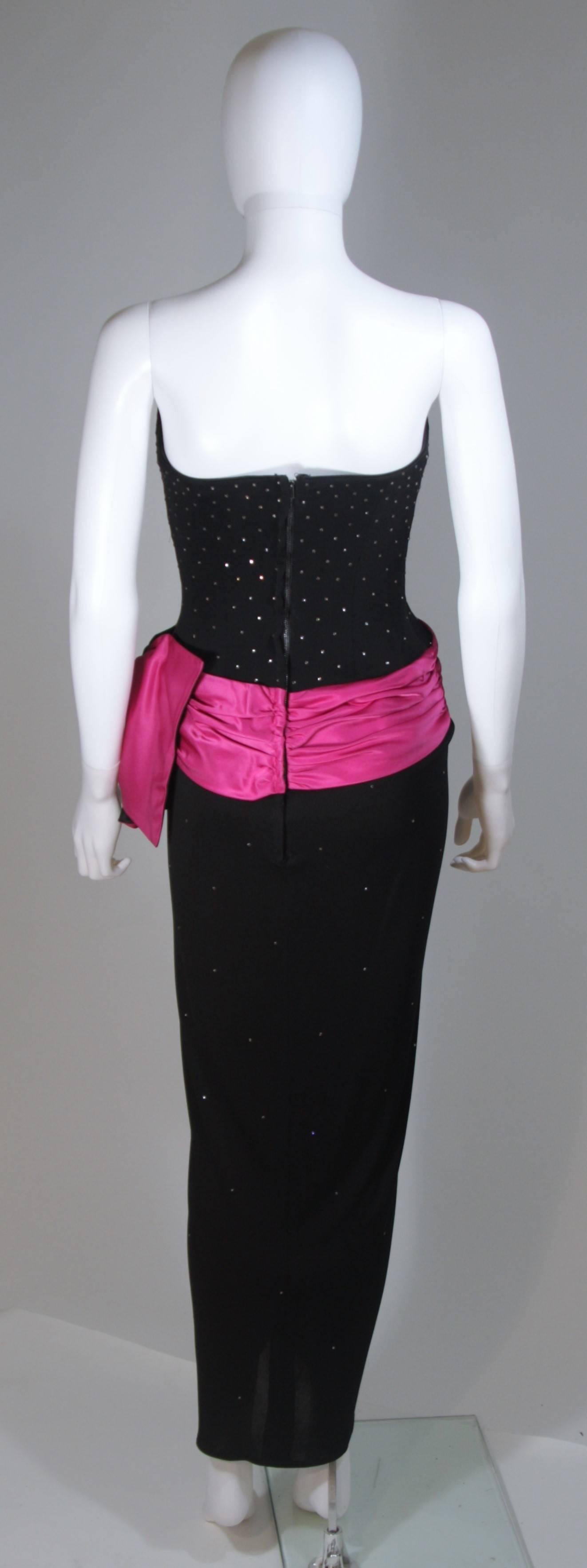 TRACEY MILLS 1980's Black Gown with Magenta Contrast and Large Bow Size 4-6 For Sale 4