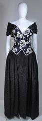 ODICINI COUTURE 1980's Heavily Embellished Gown with Full Skirt Size 10