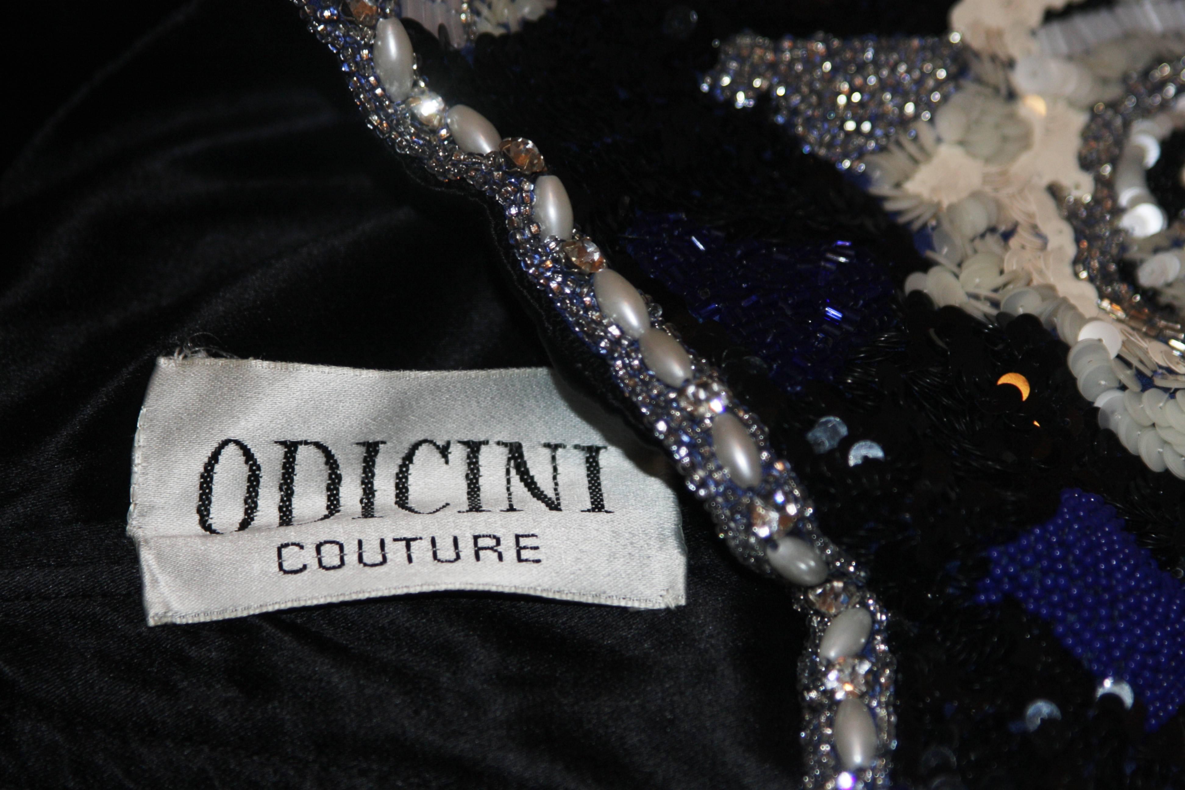 ODICINI COUTURE 1980's Heavily Embellished Gown with Full Skirt Size 10 5
