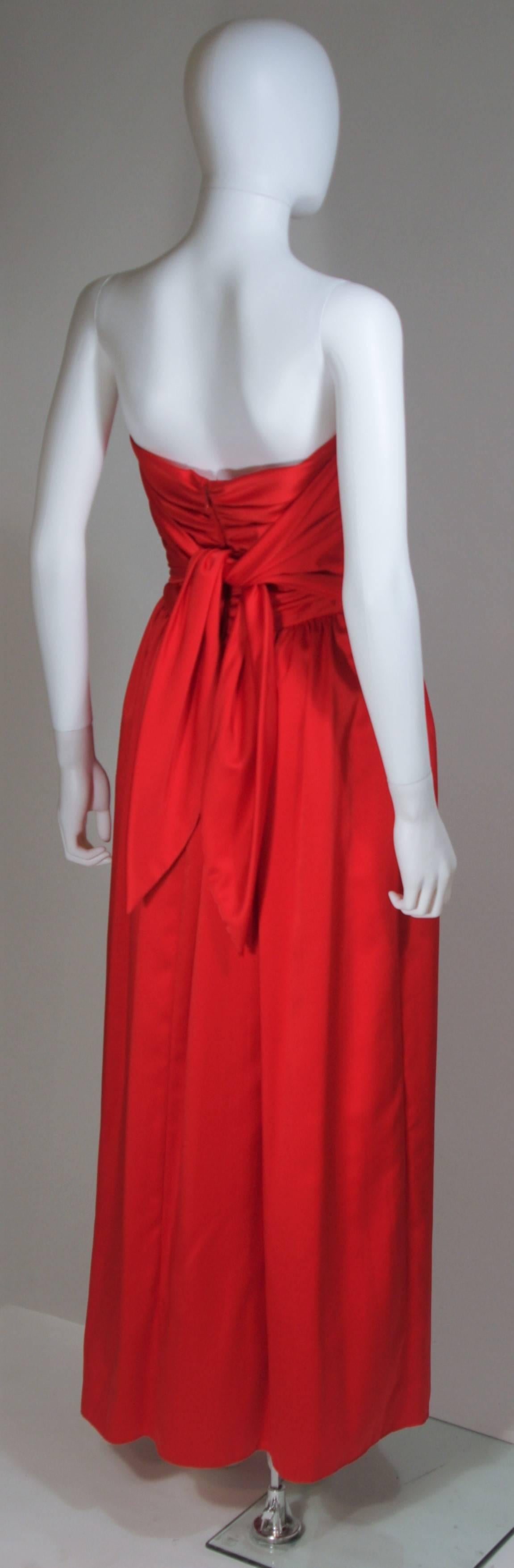 ANTHONY MUTO Red Gown with Gathered Bodice and Waist Tie Size 4-6 For Sale 1
