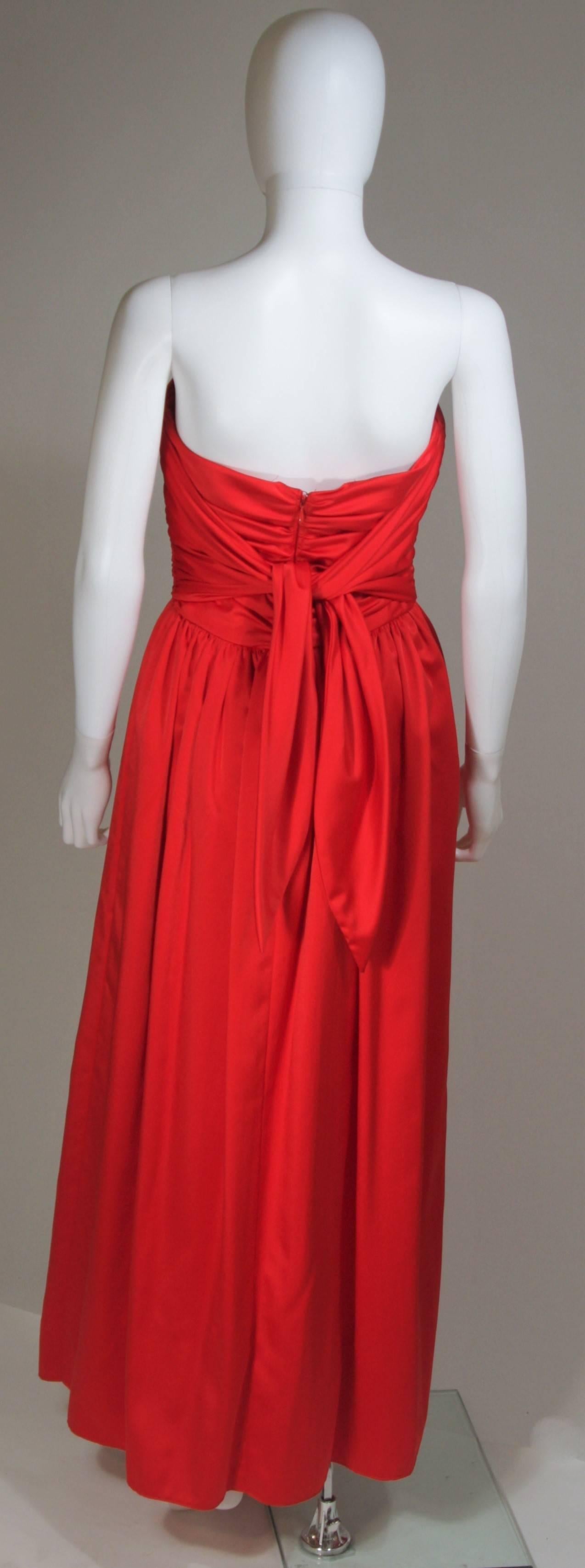 ANTHONY MUTO Red Gown with Gathered Bodice and Waist Tie Size 4-6 For Sale 2