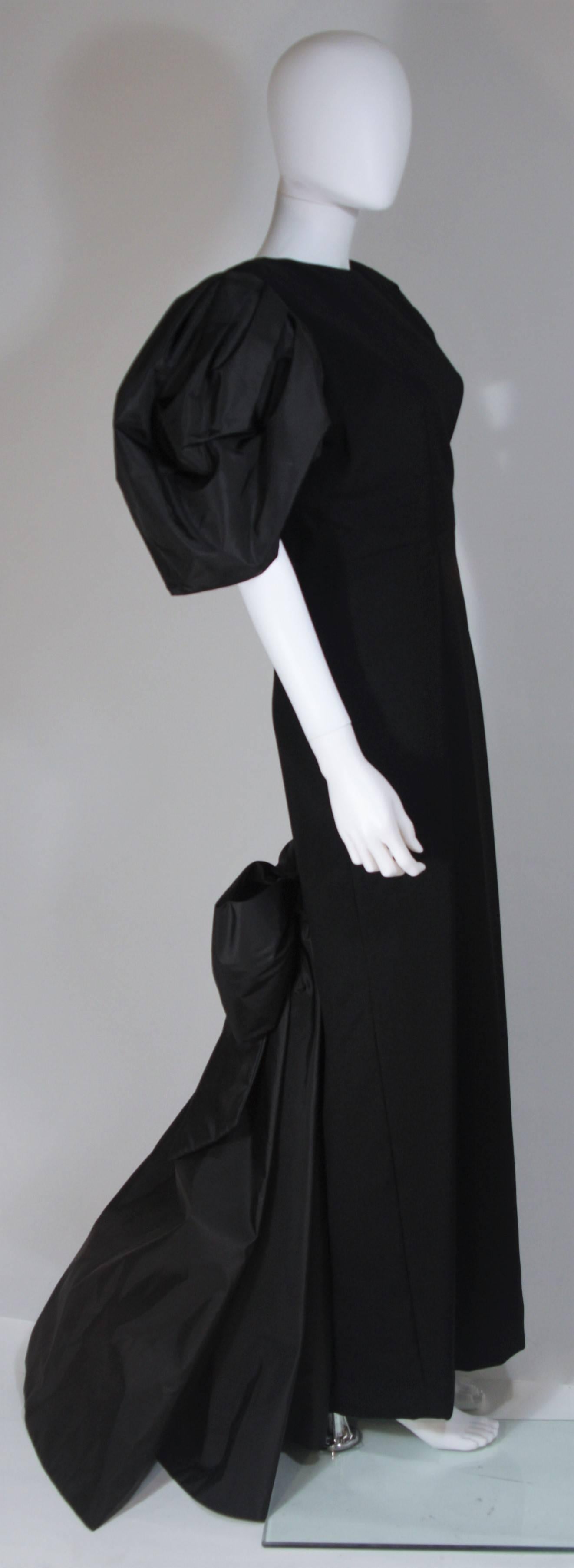 Women's VICTOR COSTA 1980's - 1990's Black Gown with Puff Sleeve Bow Size 12-14 