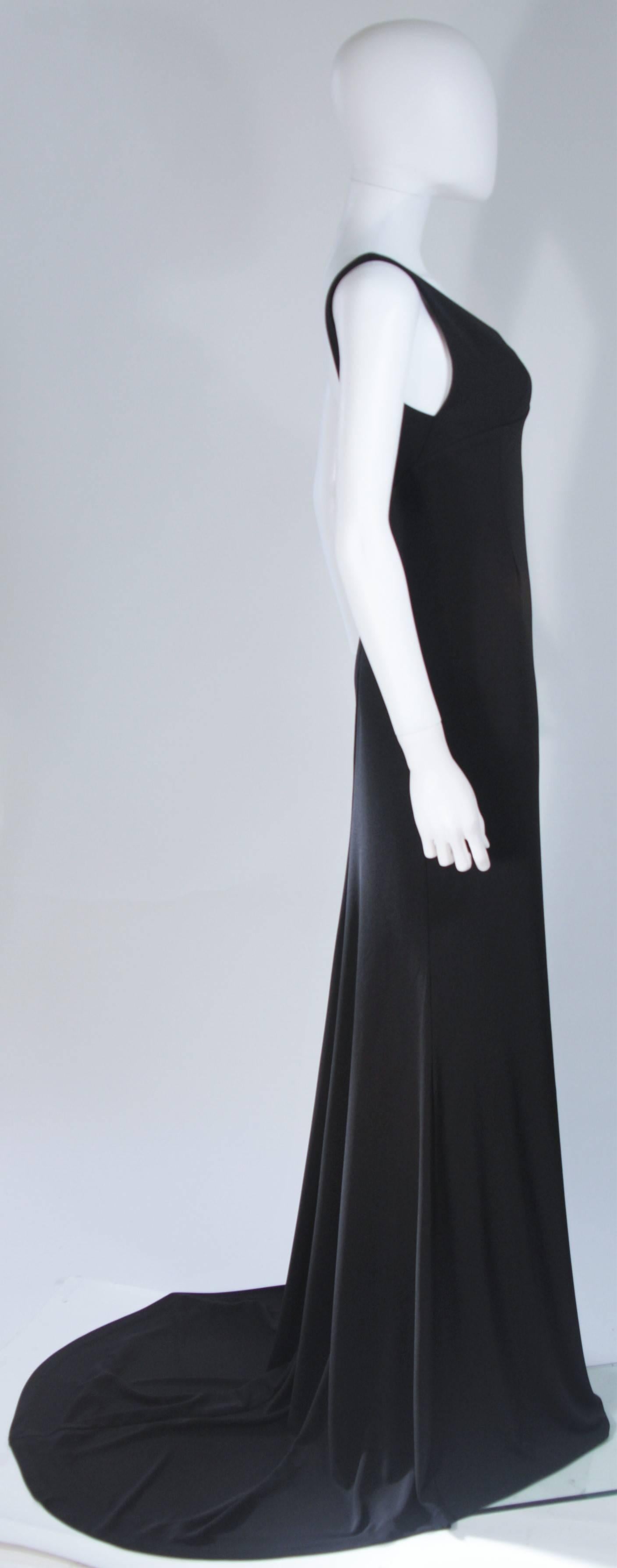 ALEX PERRY Black Stretch Jersey Gown with Train Size 8 In Excellent Condition In Los Angeles, CA