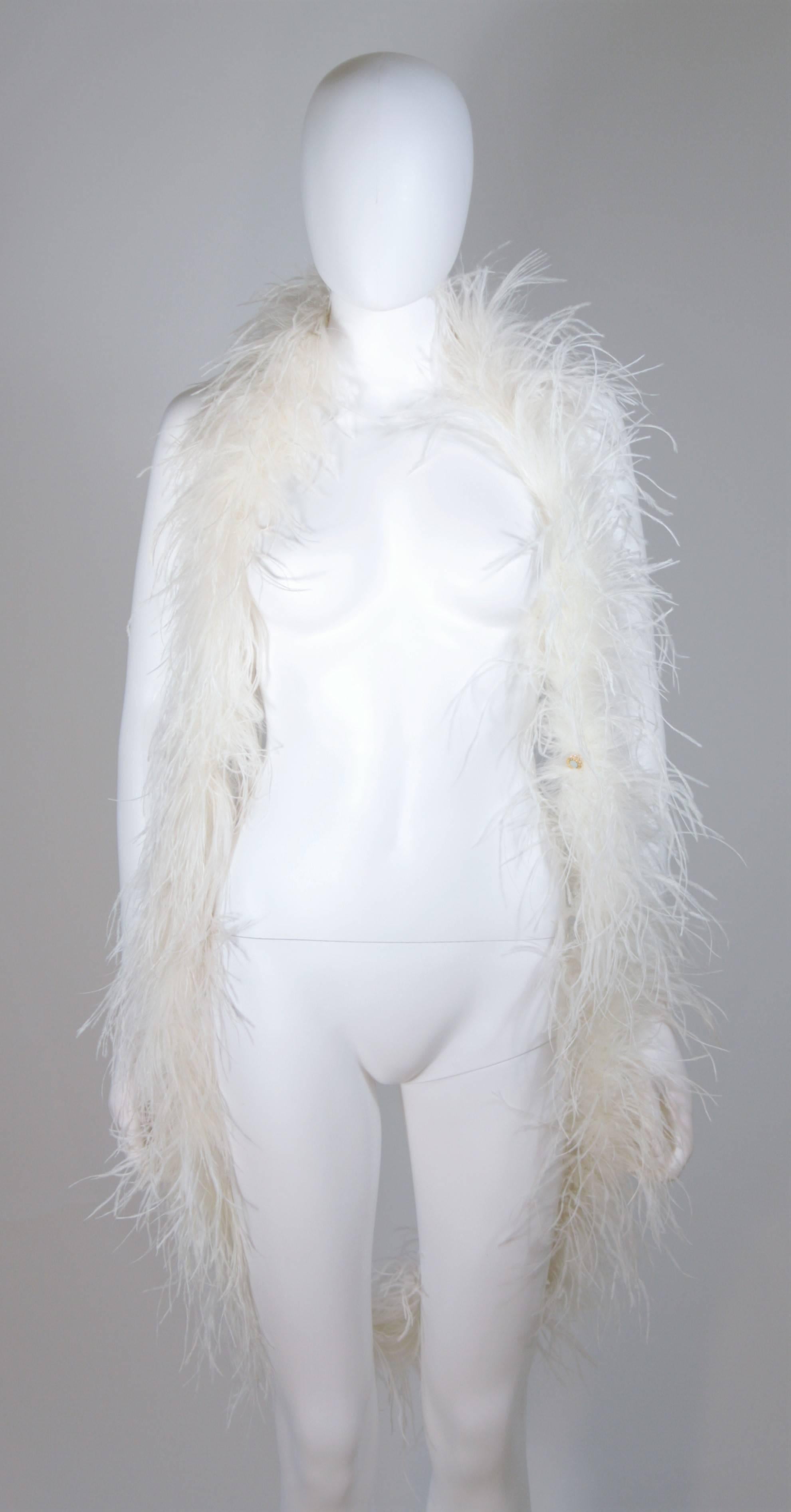 ELIZABETH MASON COUTURE Feather Wrap with Rhinestone Closure In New Condition In Los Angeles, CA