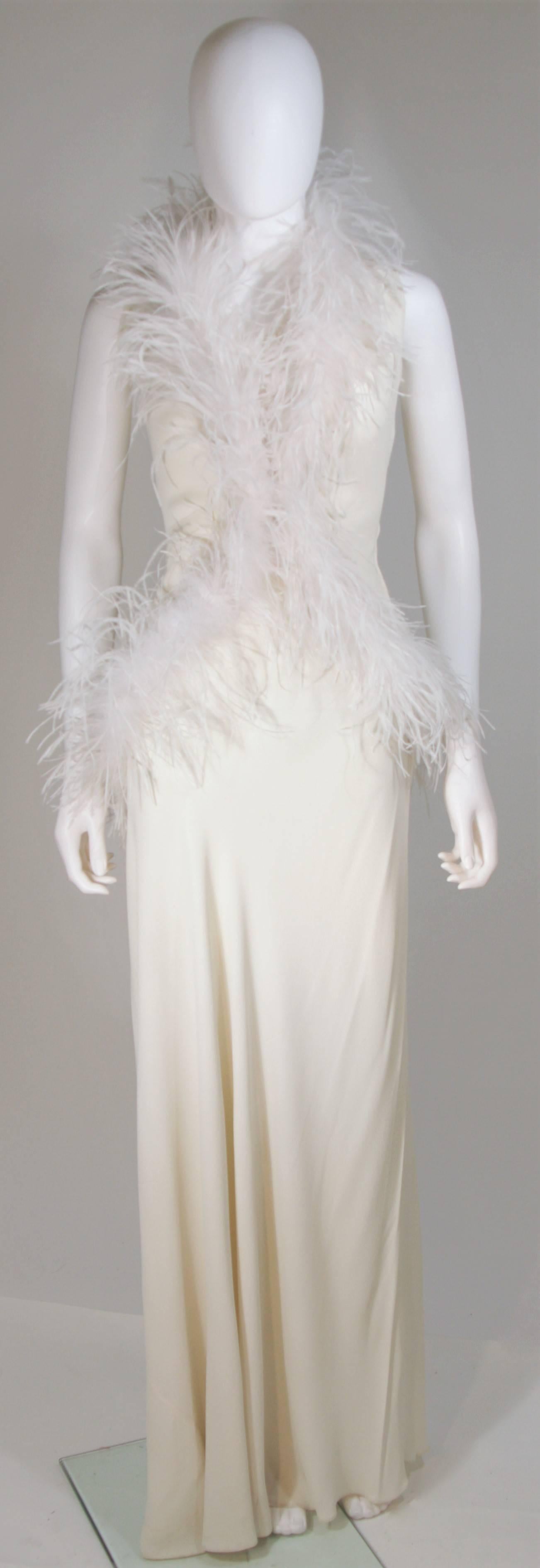 Gray ELIZABETH MASON COUTURE Feather Wrap with Rhinestone Closure Made to Order For Sale