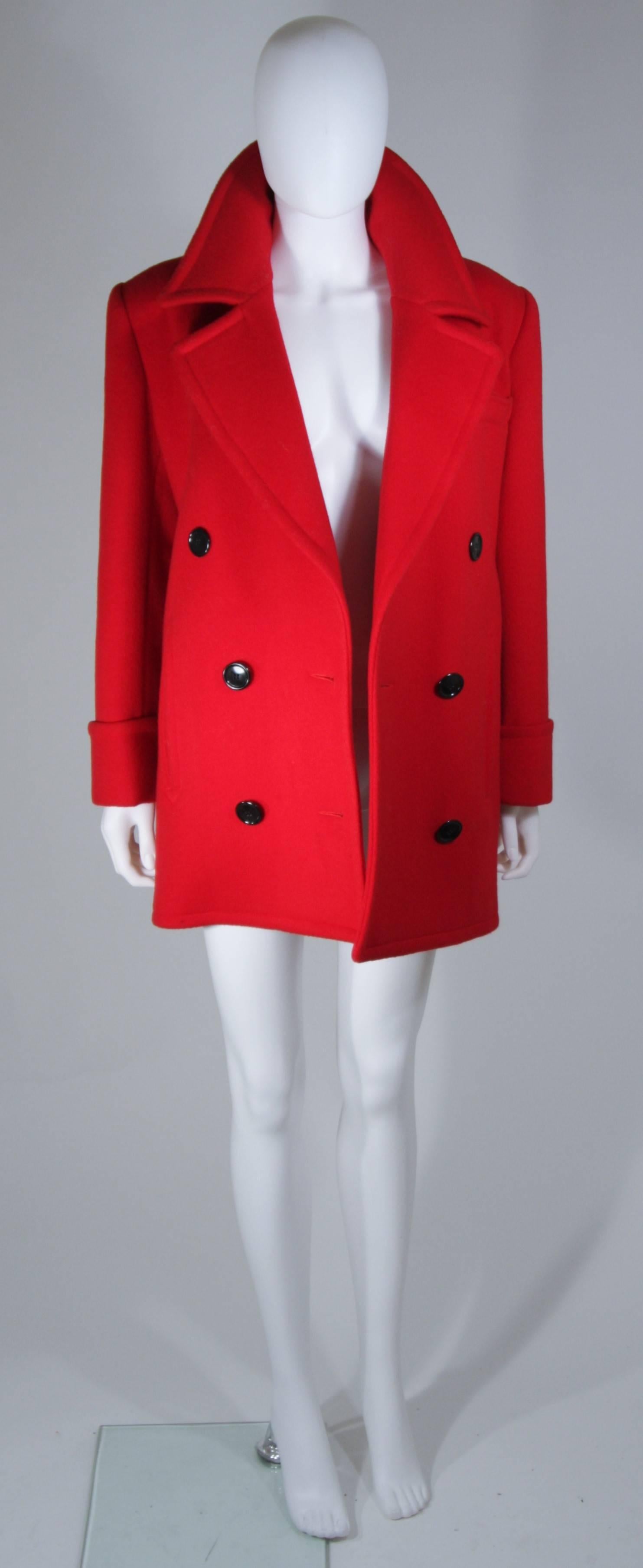 Women's CALVIN KLEIN Circa 1980's Red Wool Peacoat Size 8-10