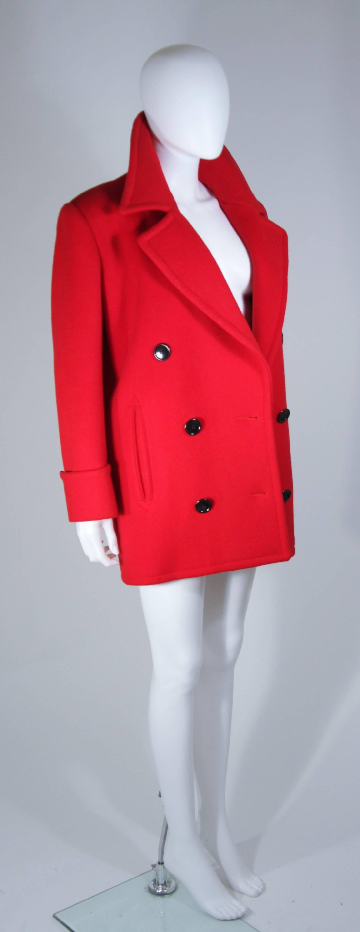 CALVIN KLEIN Circa 1980's Red Wool Peacoat Size 8-10 1