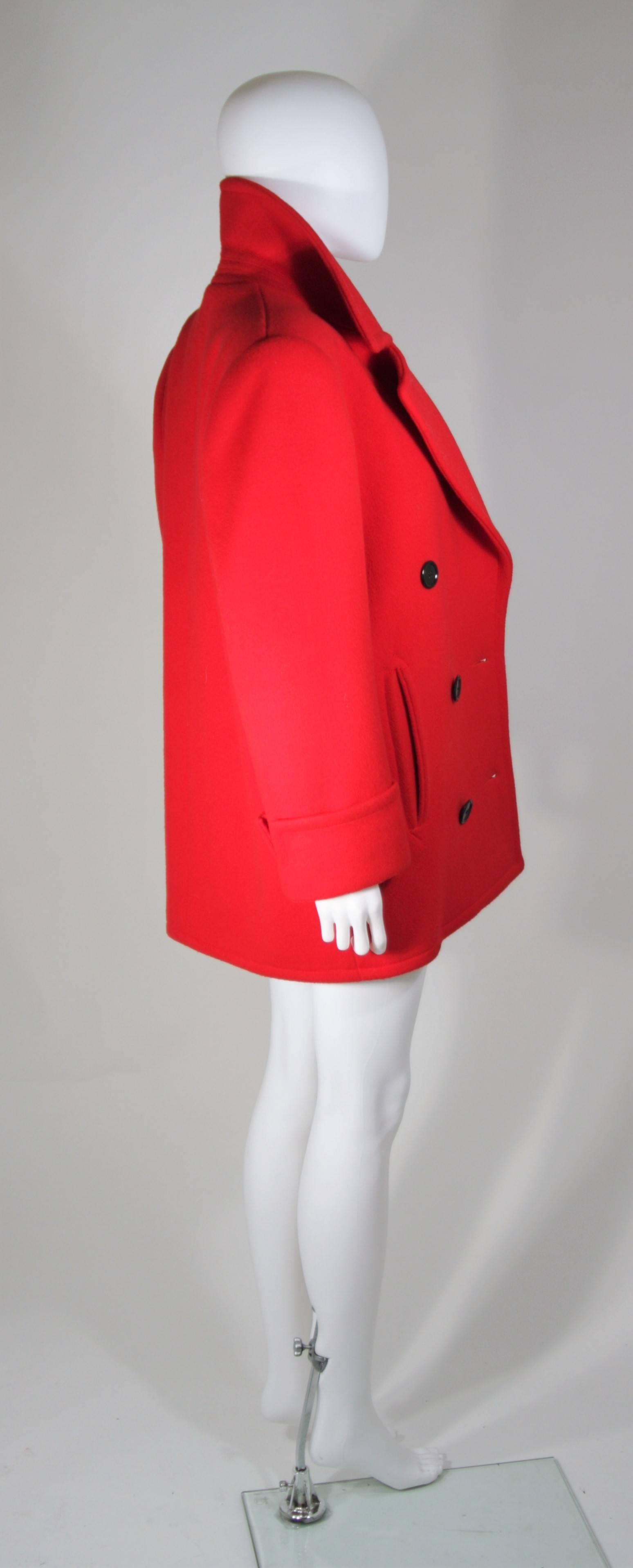 CALVIN KLEIN Circa 1980's Red Wool Peacoat Size 8-10 2