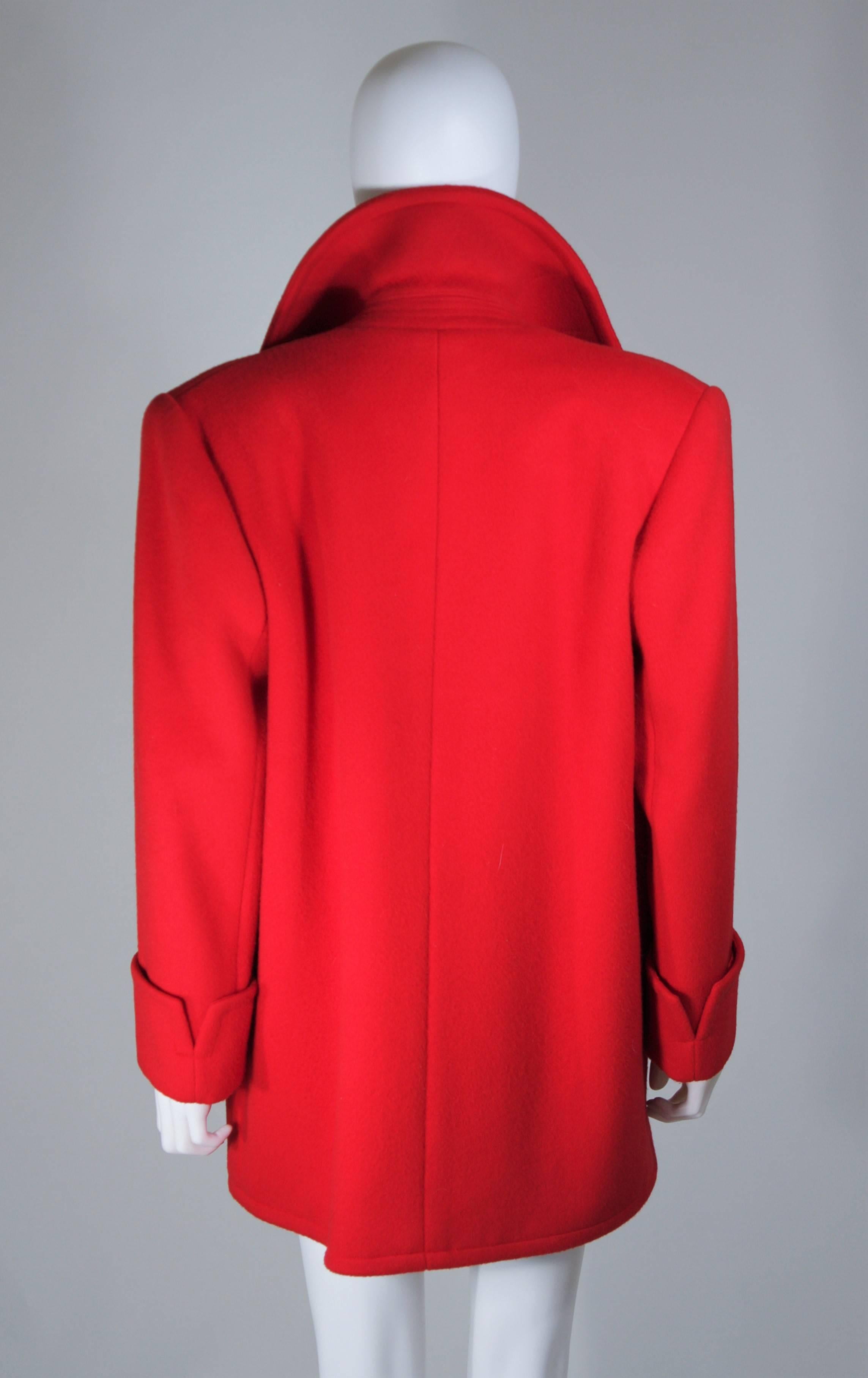 CALVIN KLEIN Circa 1980's Red Wool Peacoat Size 8-10 4