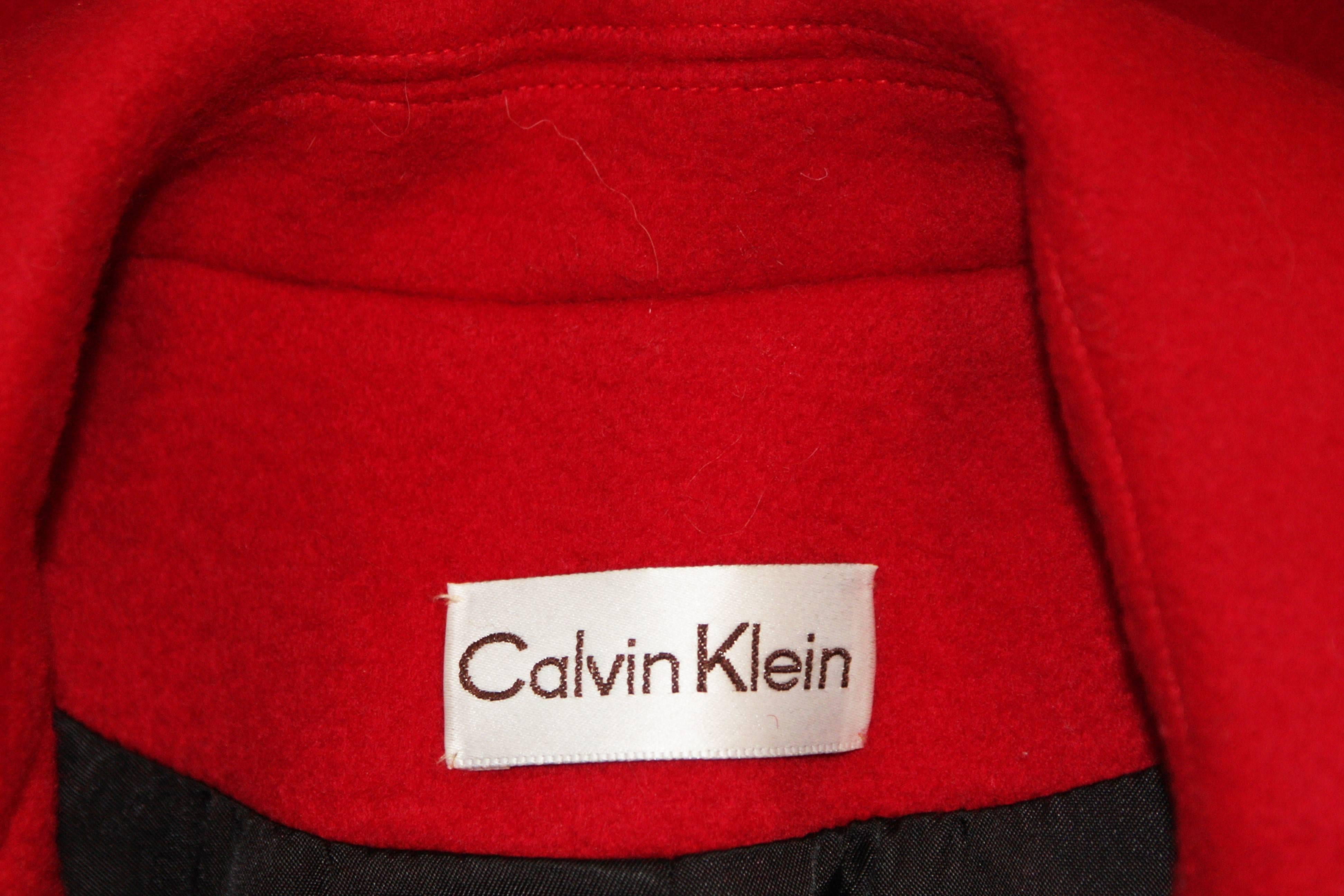 CALVIN KLEIN Circa 1980's Red Wool Peacoat Size 8-10 5