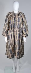 LAURA BIAGIOTTI 1980's Silk Brown and Blue Print Coat