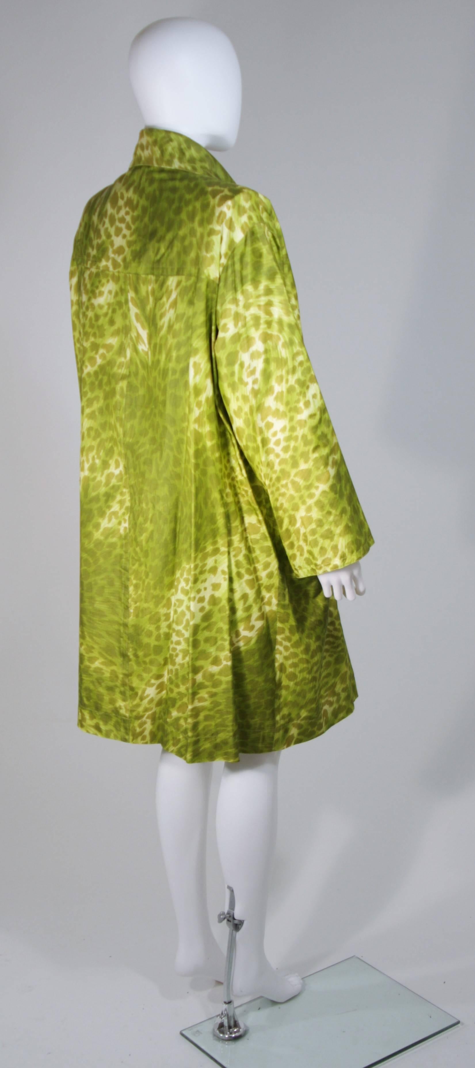 GIVENCHY Circa 1980's-1990's Green Silk Leopard Print Coat  3