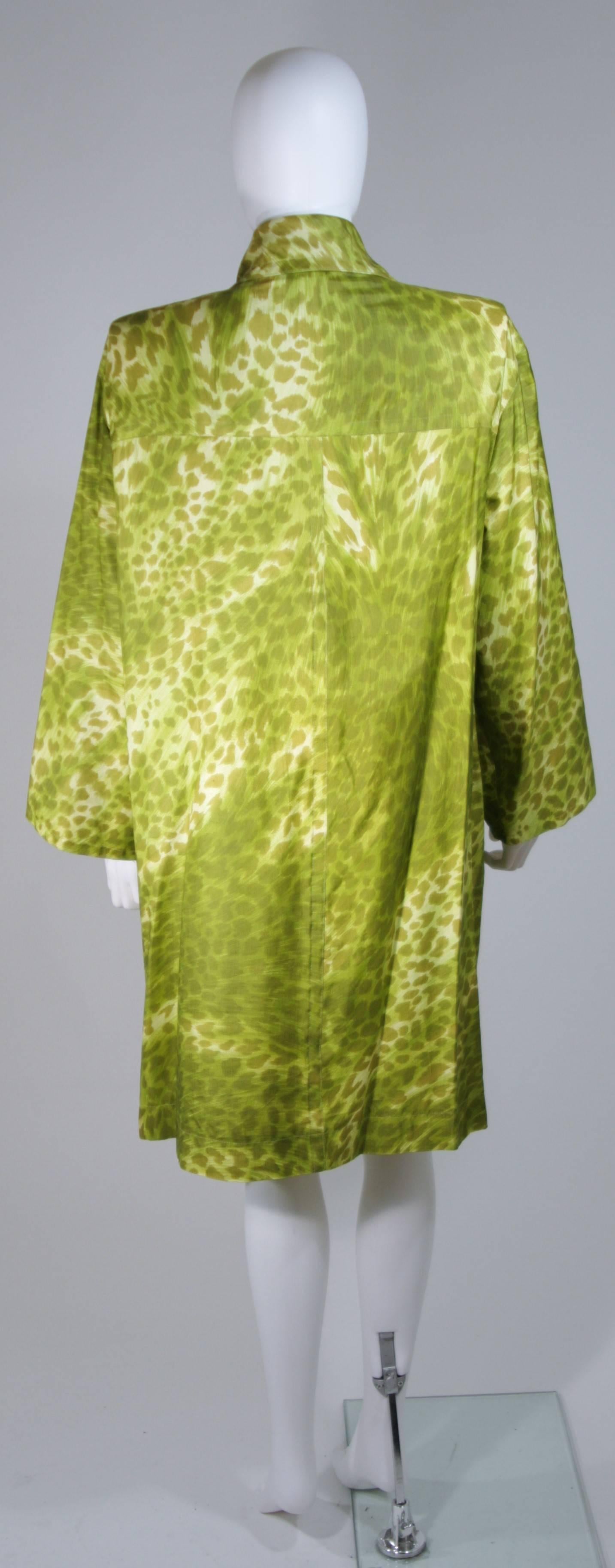GIVENCHY Circa 1980's-1990's Green Silk Leopard Print Coat  4