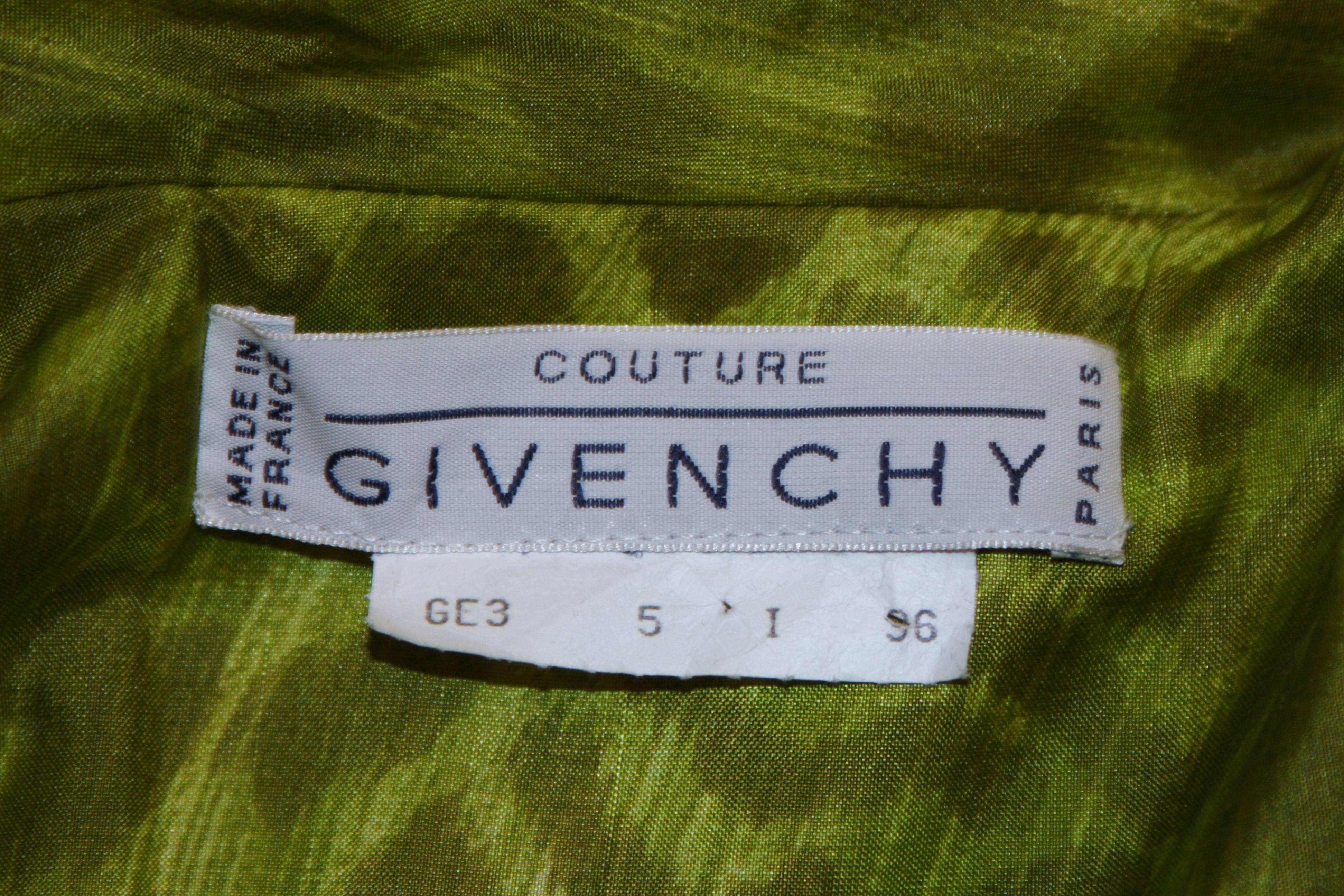GIVENCHY Circa 1980's-1990's Green Silk Leopard Print Coat  5