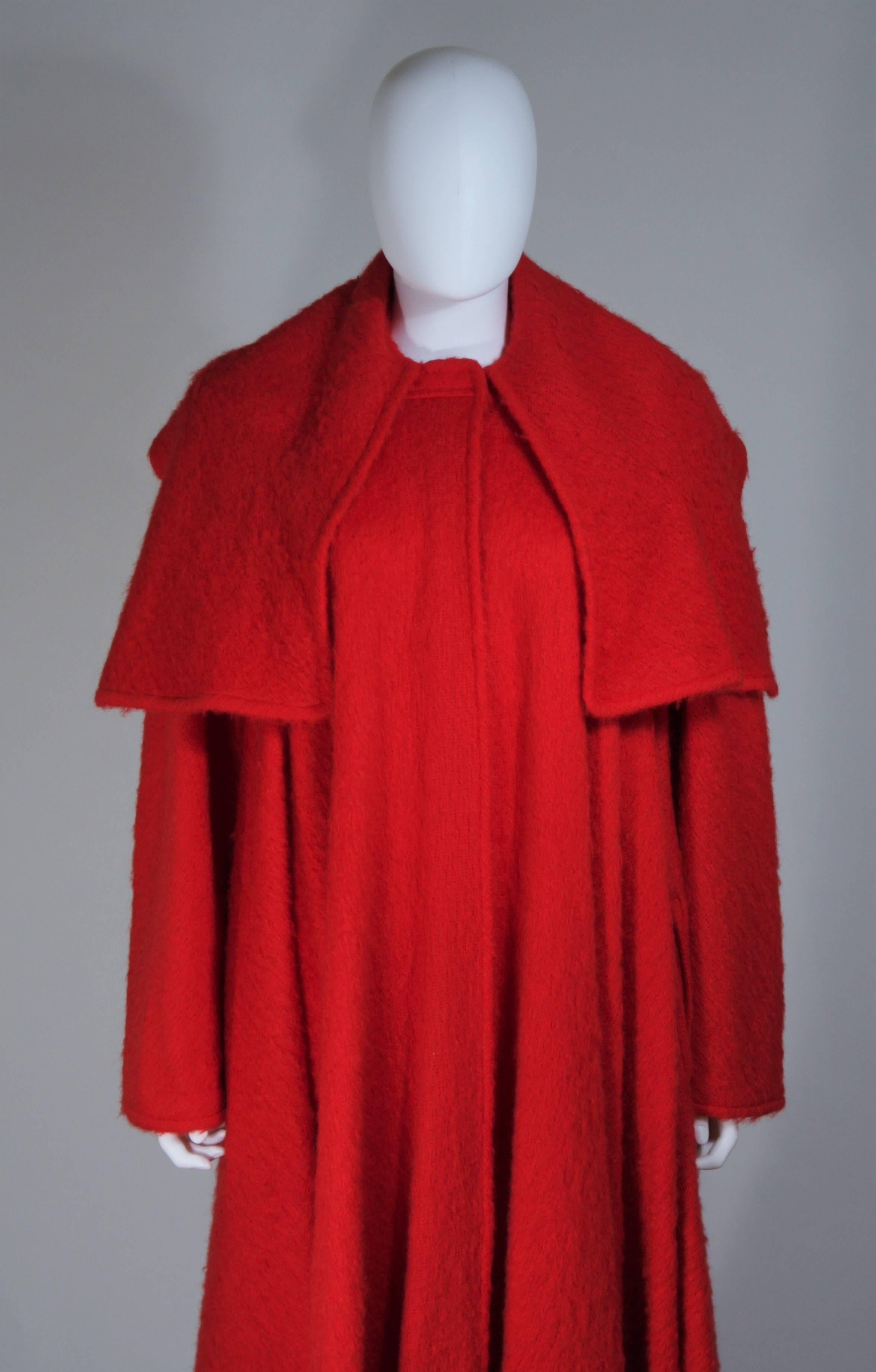 VALENTINO Circa 1980's Dramatic Red Mohair Coat with Draped Collar  In Excellent Condition In Los Angeles, CA