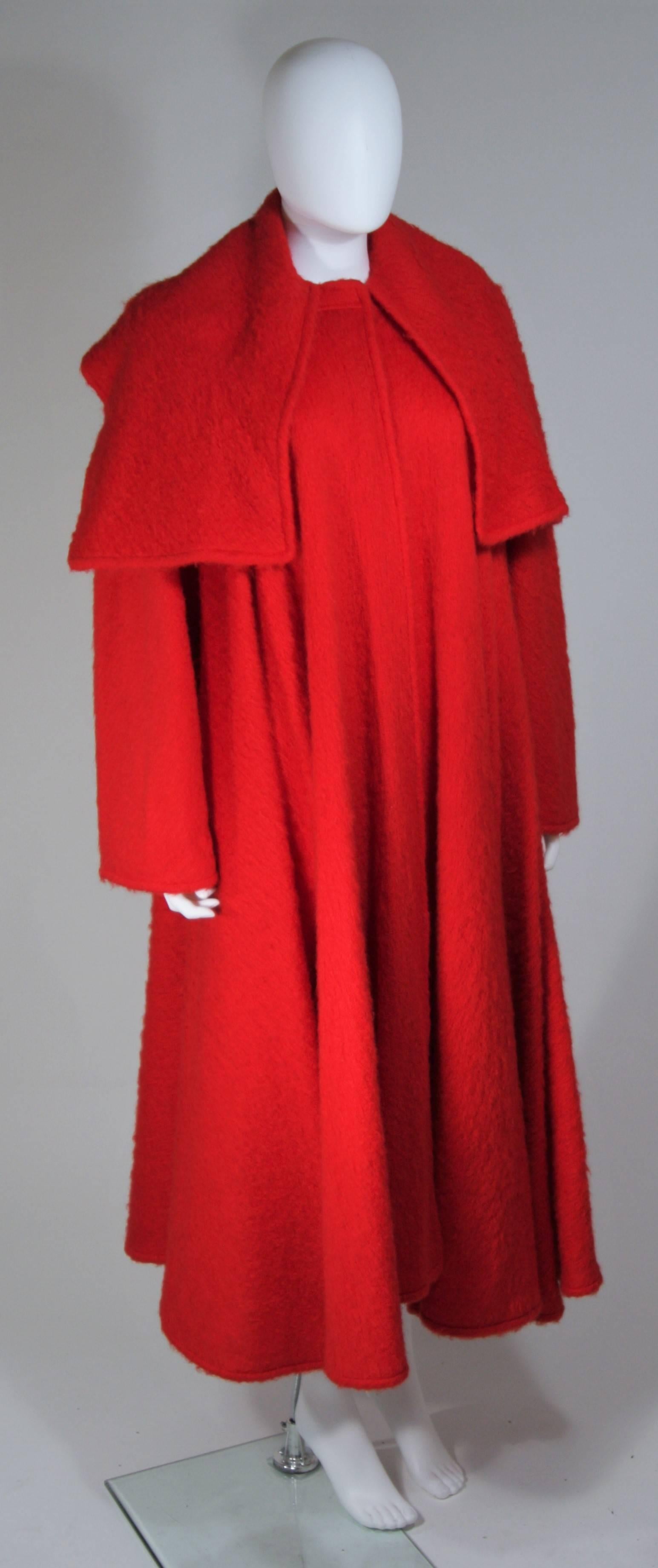 VALENTINO Circa 1980's Dramatic Red Mohair Coat with Draped Collar  1
