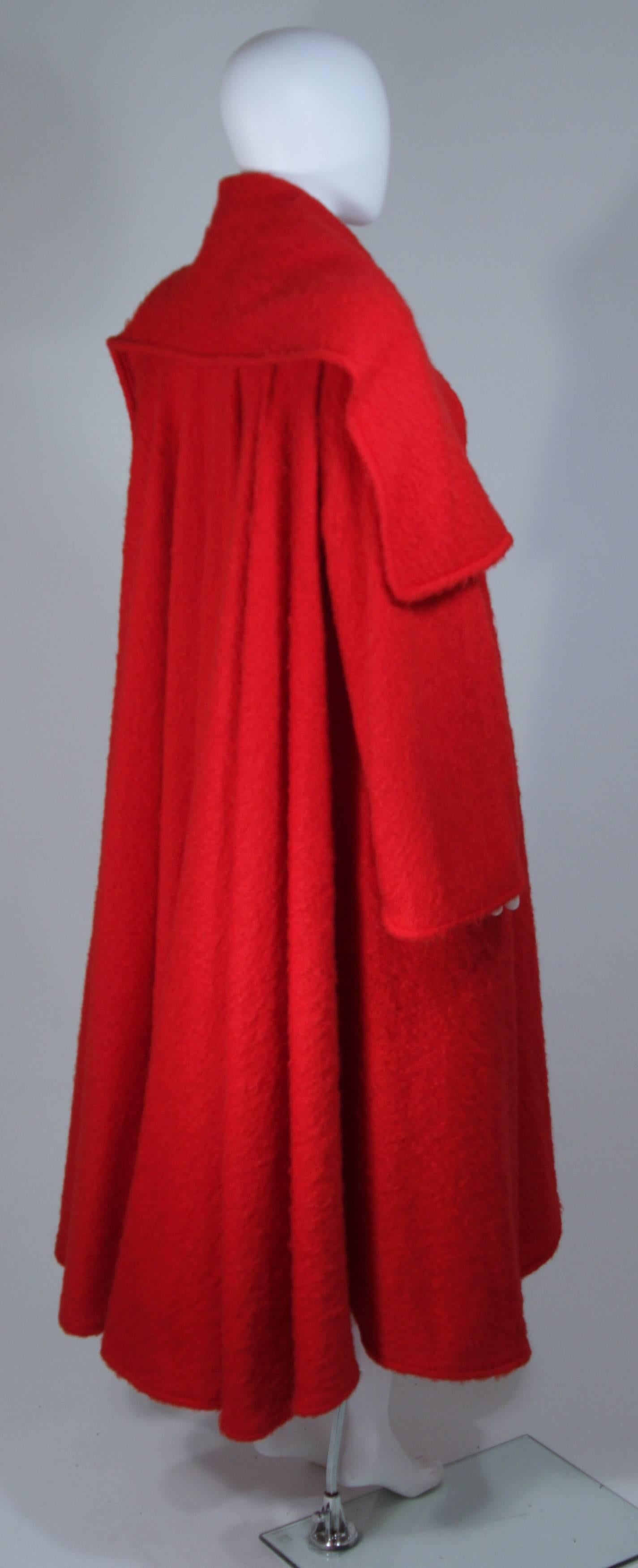 VALENTINO Circa 1980's Dramatic Red Mohair Coat with Draped Collar  3