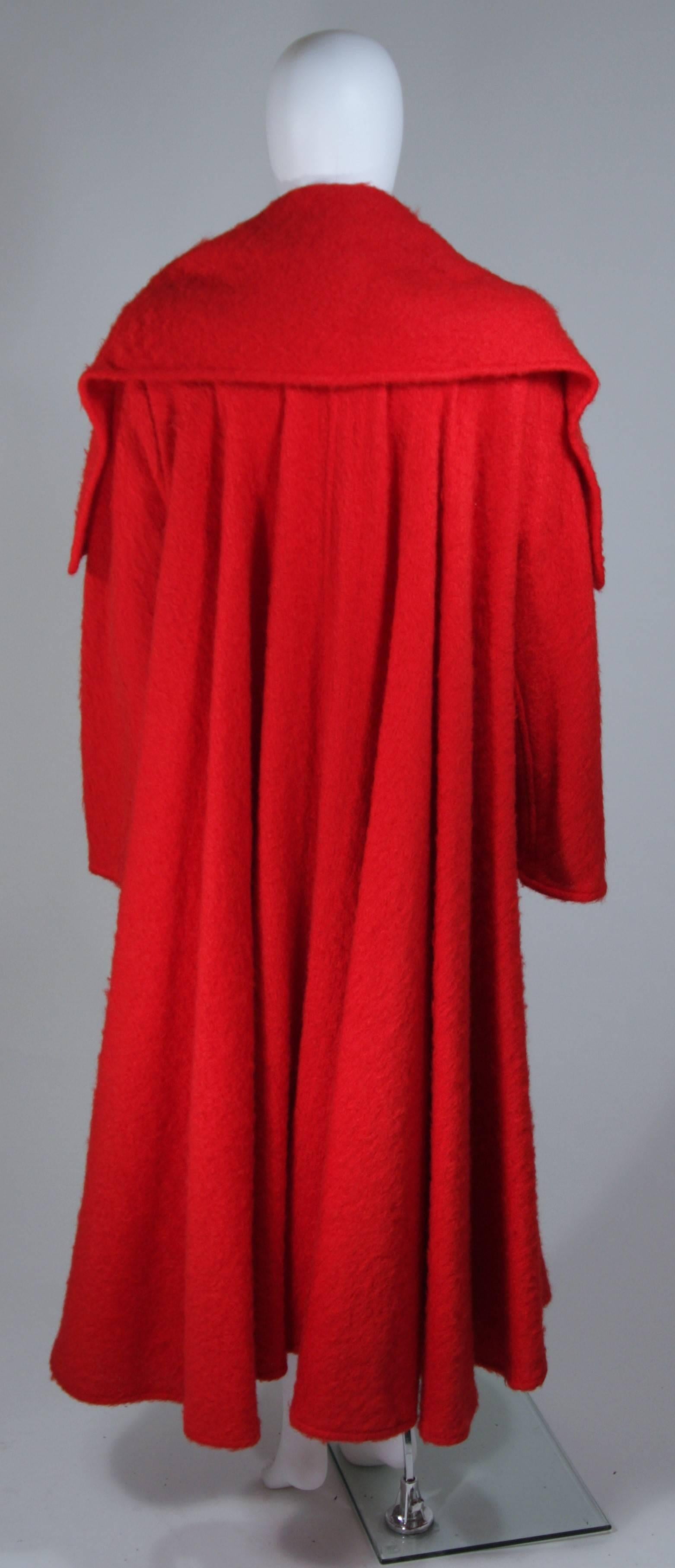 VALENTINO Circa 1980's Dramatic Red Mohair Coat with Draped Collar  4