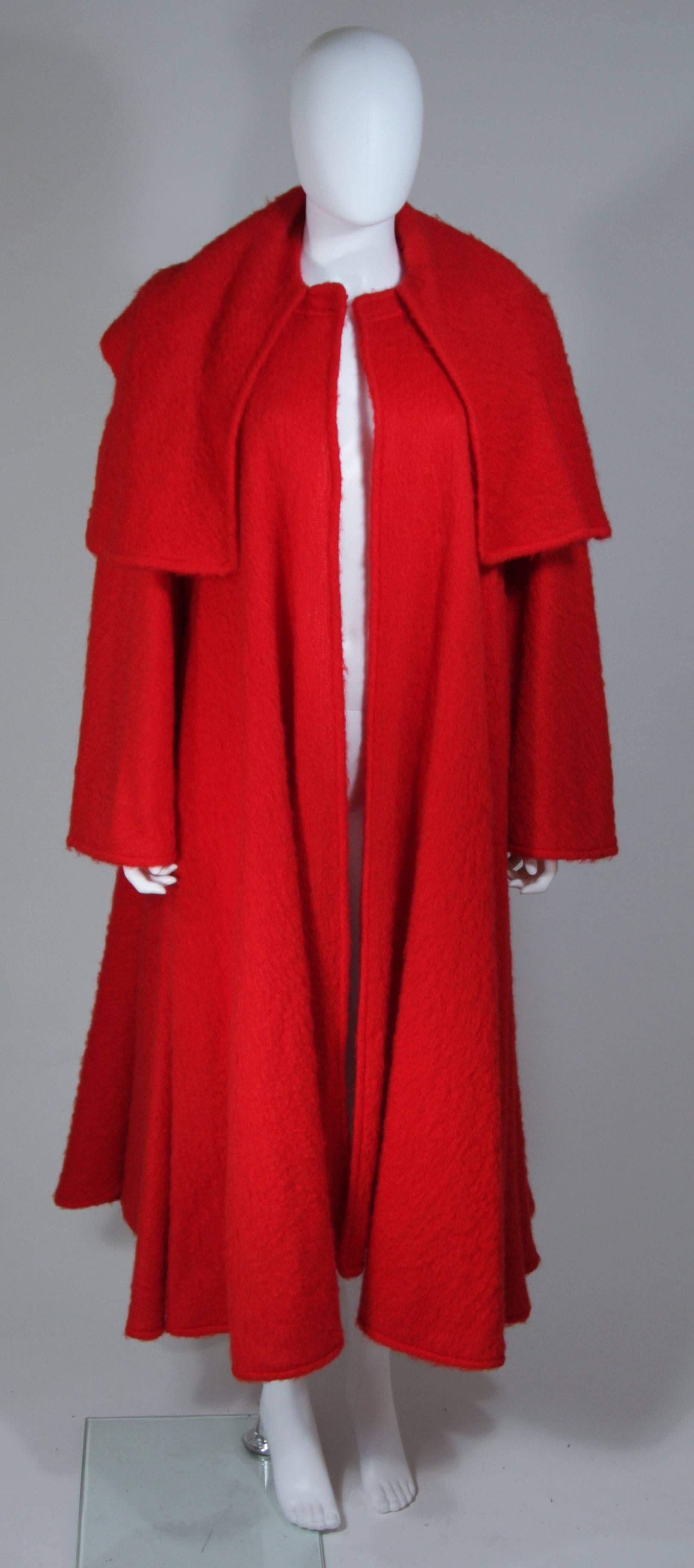 VALENTINO Circa 1980's Dramatic Red Mohair Coat with Draped Collar  5