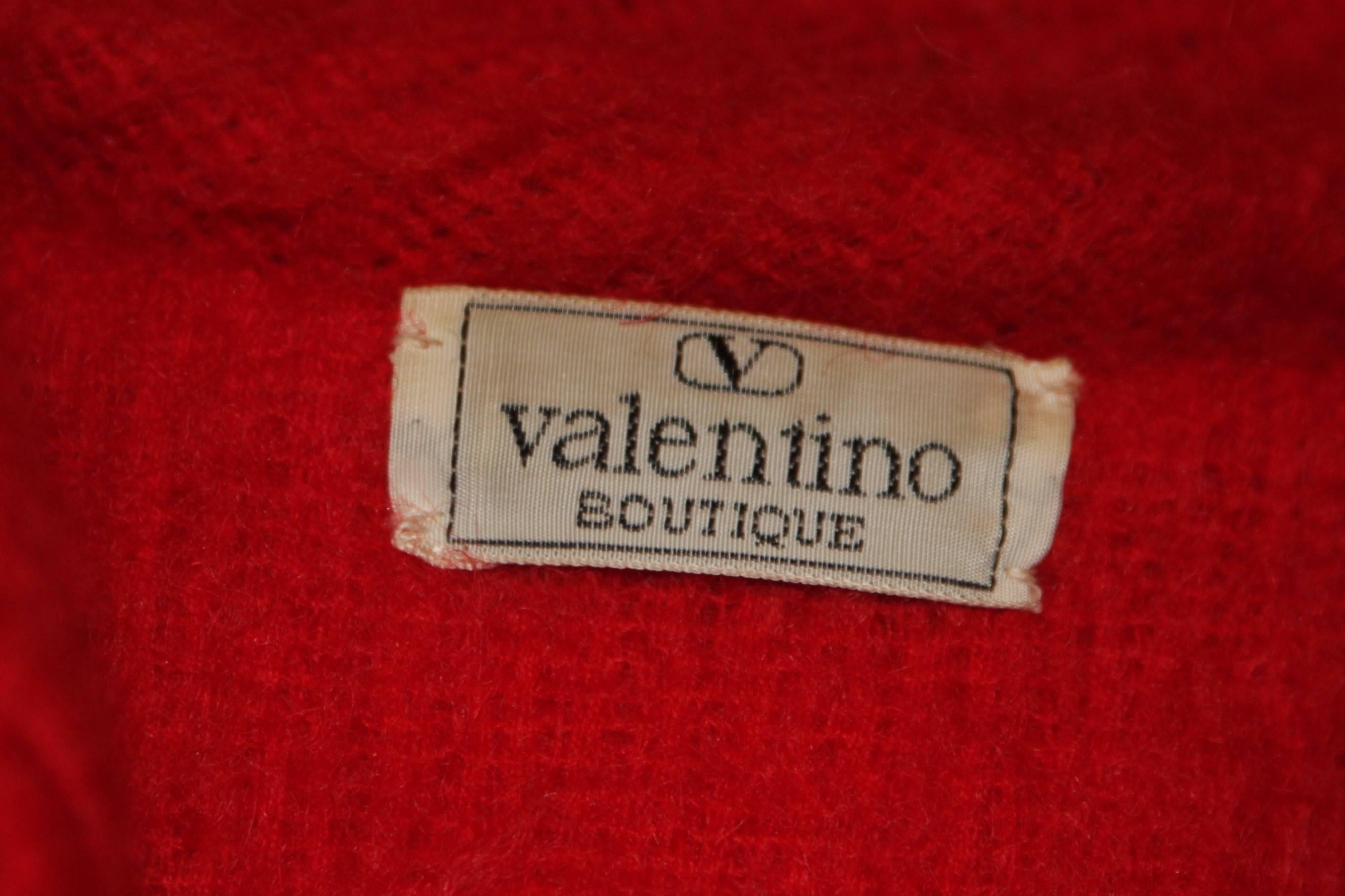 VALENTINO Circa 1980's Dramatic Red Mohair Coat with Draped Collar  6