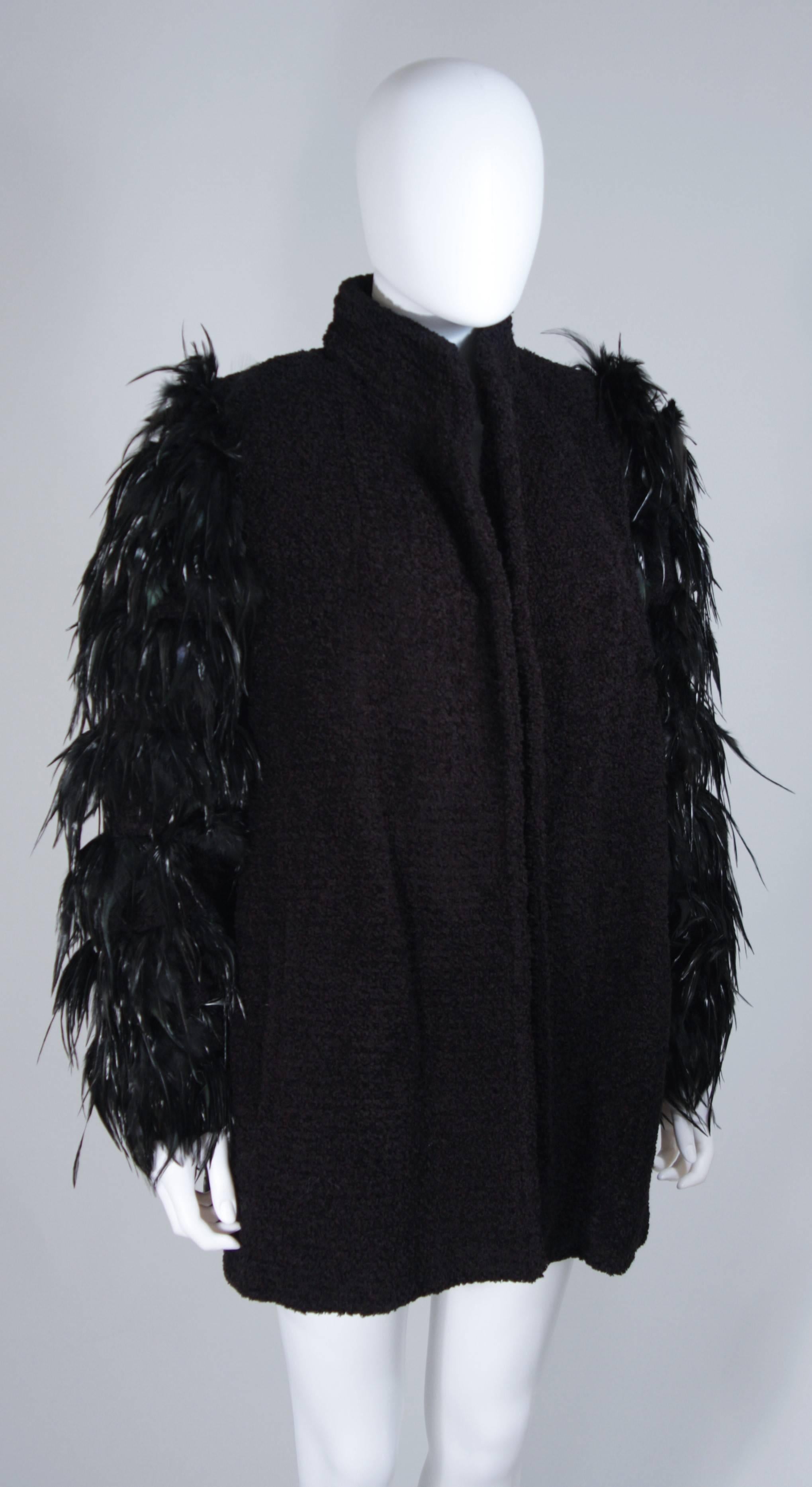 Women's TED LAPIDUS Circa 1980's Lana Wool Jacket with Feather Sleeve Details