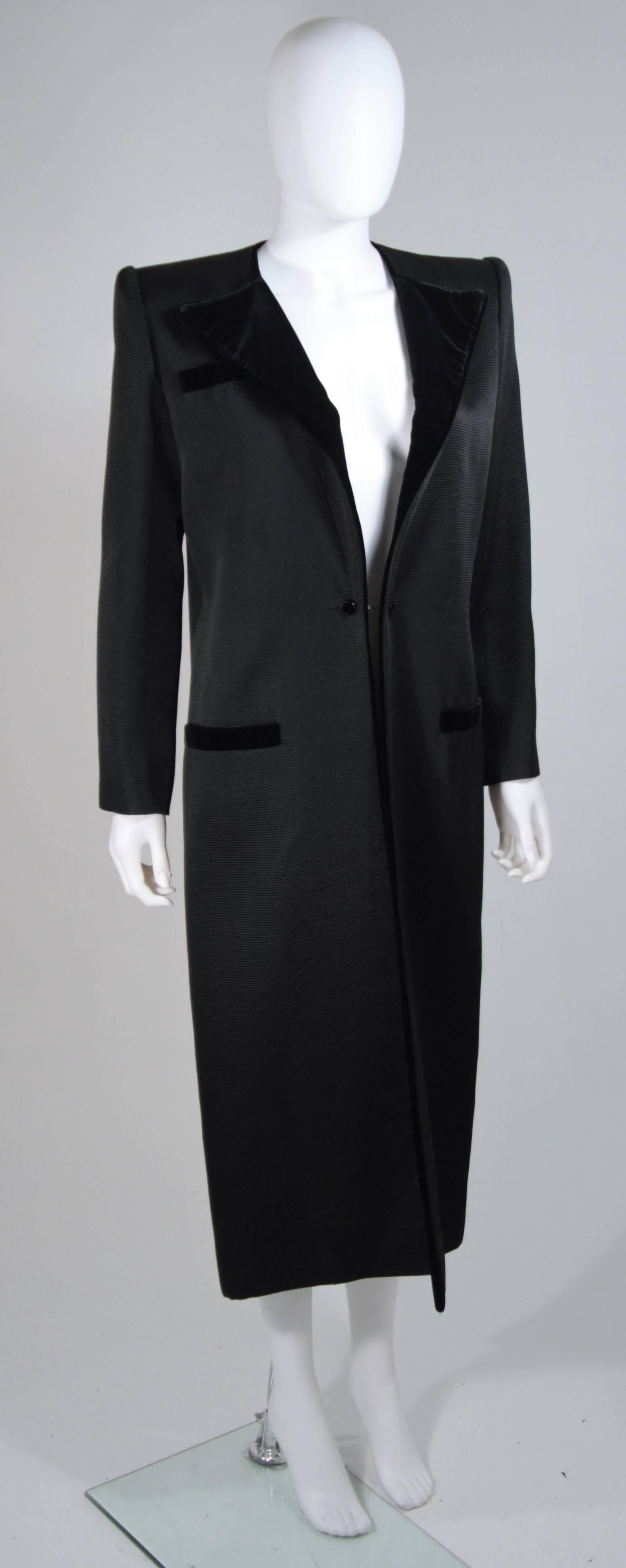 Women's or Men's VALENTINO Silk Ribbed Tuxedo Evening Coat with Velvet Trim Size 6