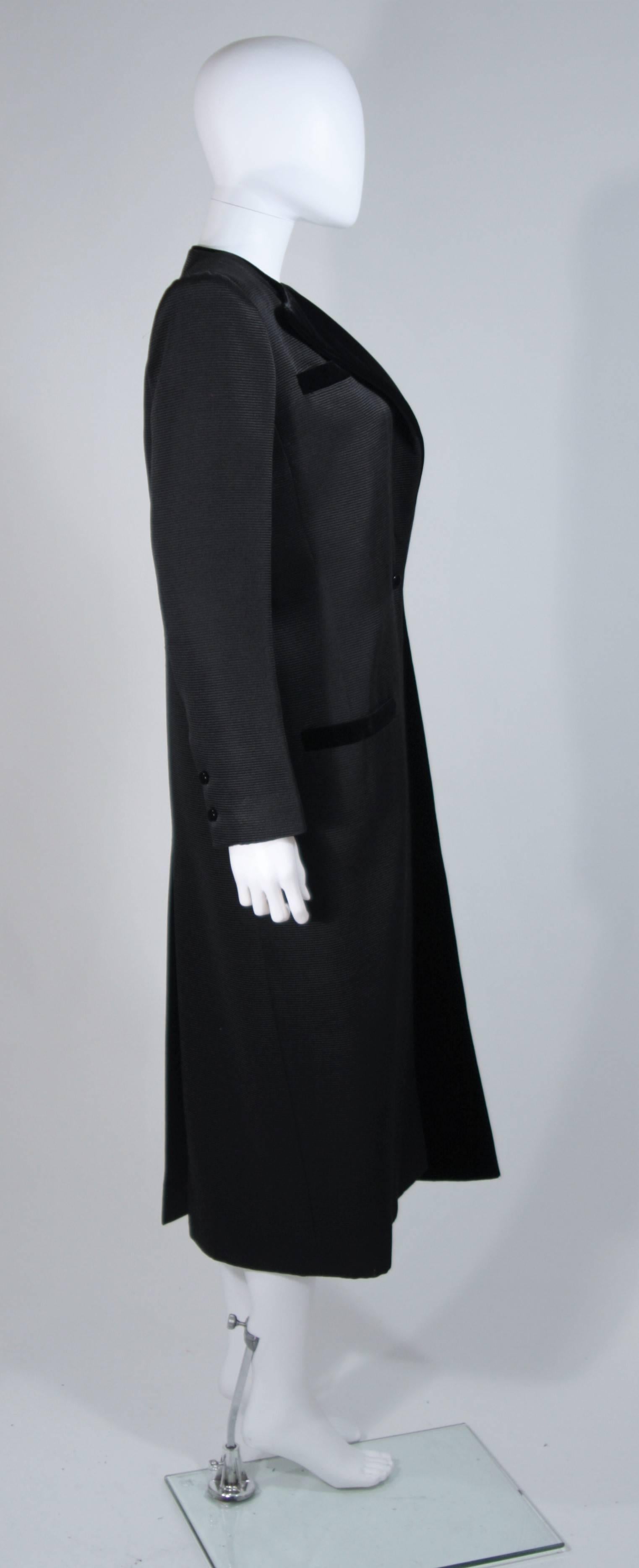 VALENTINO Silk Ribbed Tuxedo Evening Coat with Velvet Trim Size 6 1