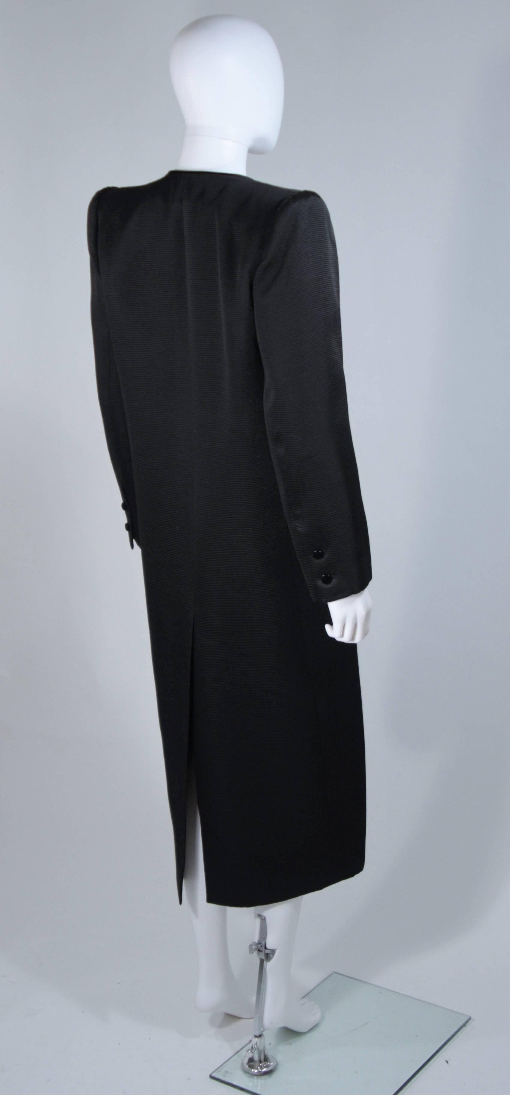 VALENTINO Silk Ribbed Tuxedo Evening Coat with Velvet Trim Size 6 2