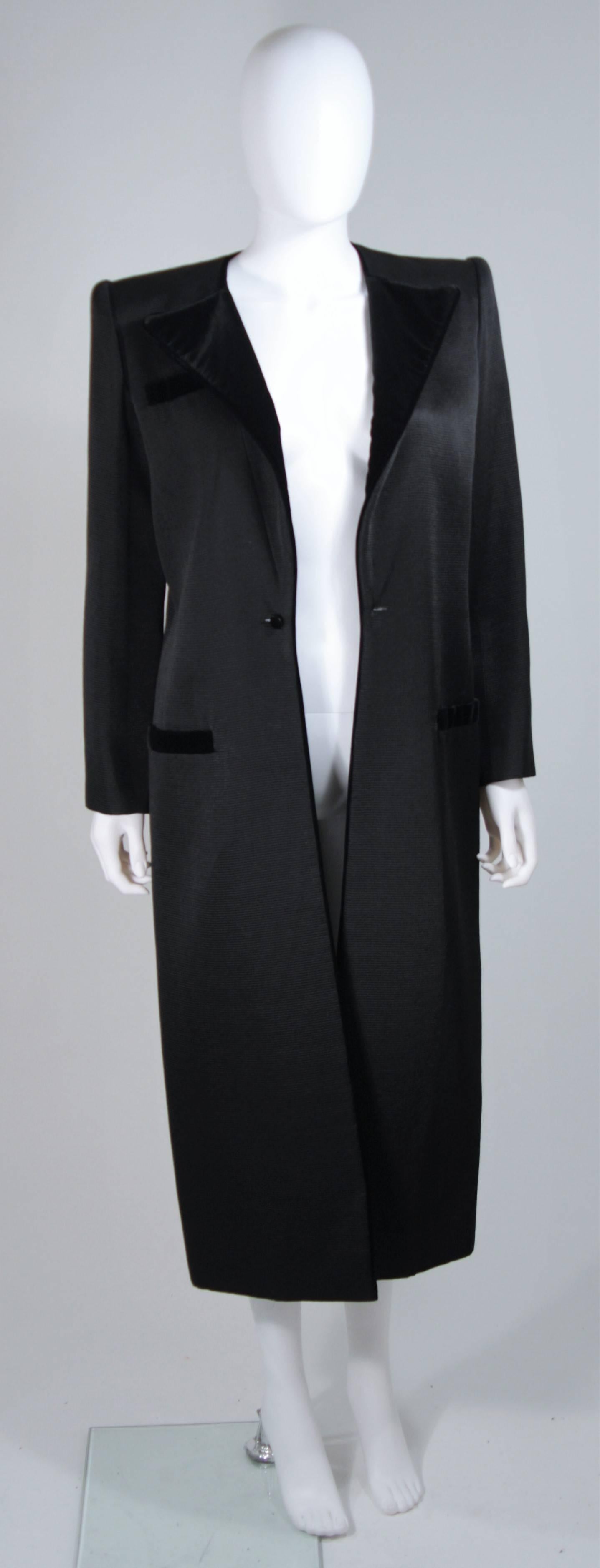 VALENTINO Silk Ribbed Tuxedo Evening Coat with Velvet Trim Size 6 4