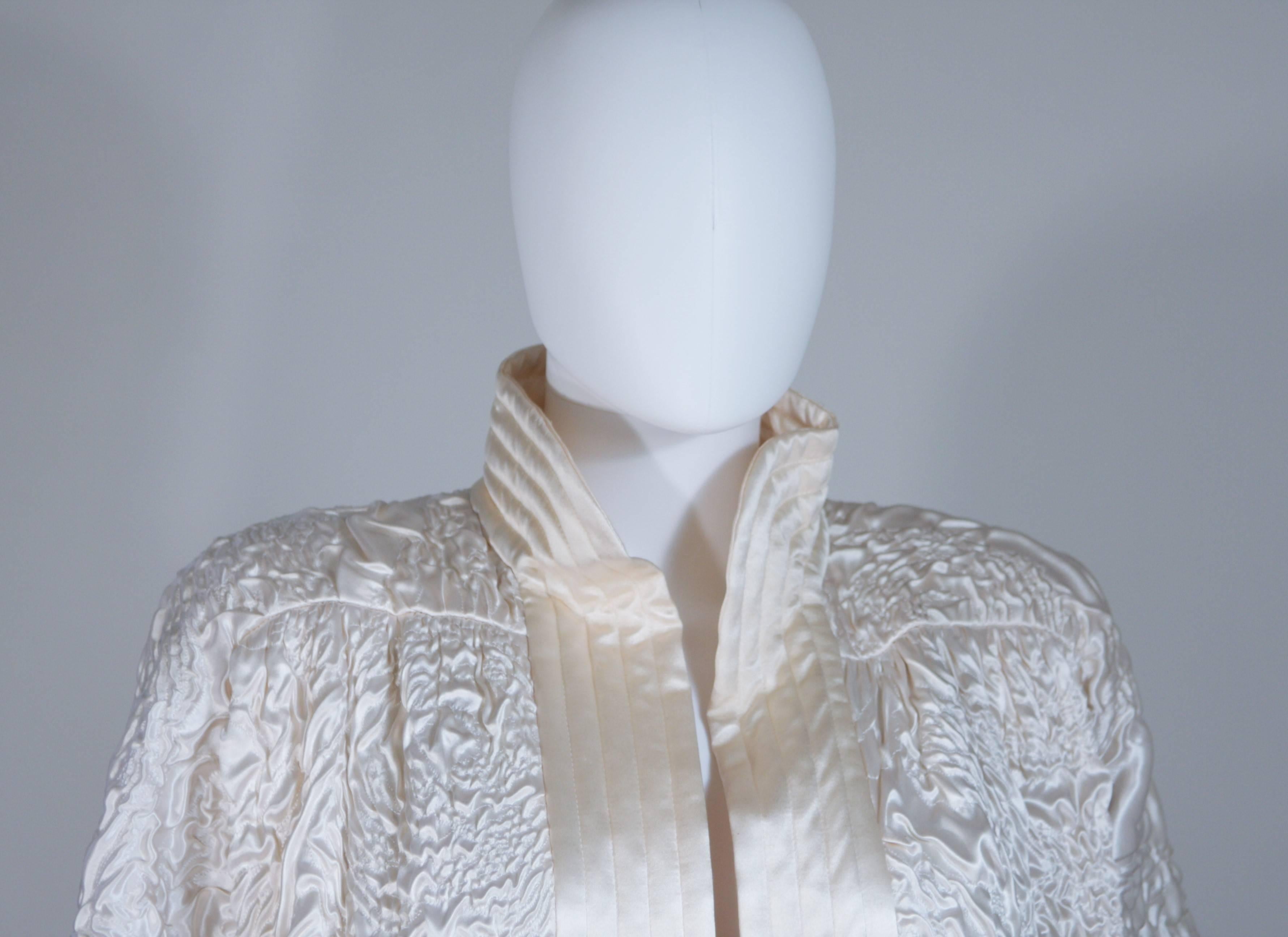 Gray VALENTINO Circa 1980's Cream Satin Opera Coat Size 4