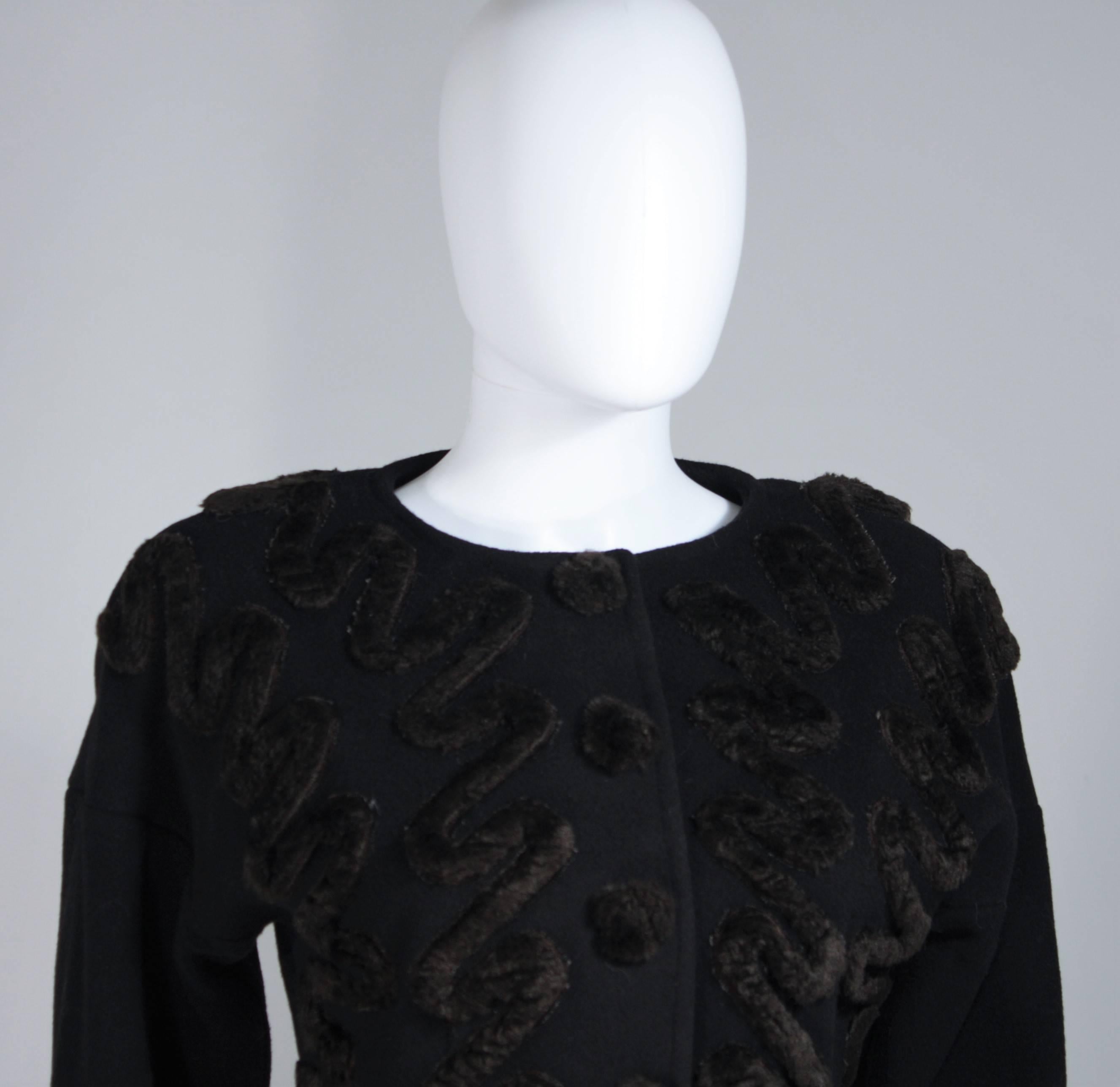 Women's FENDI Circa 1980's Black Wool Skirt Suit with Faux Fur Applique Size 40 For Sale