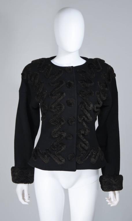 FENDI Circa 1980's Black Wool Skirt Suit with Faux Fur Applique Size 40 ...