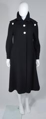 CUDDLE COAT 1980's Attributed Navy Wool Coat with White Button Detail Size 6-8