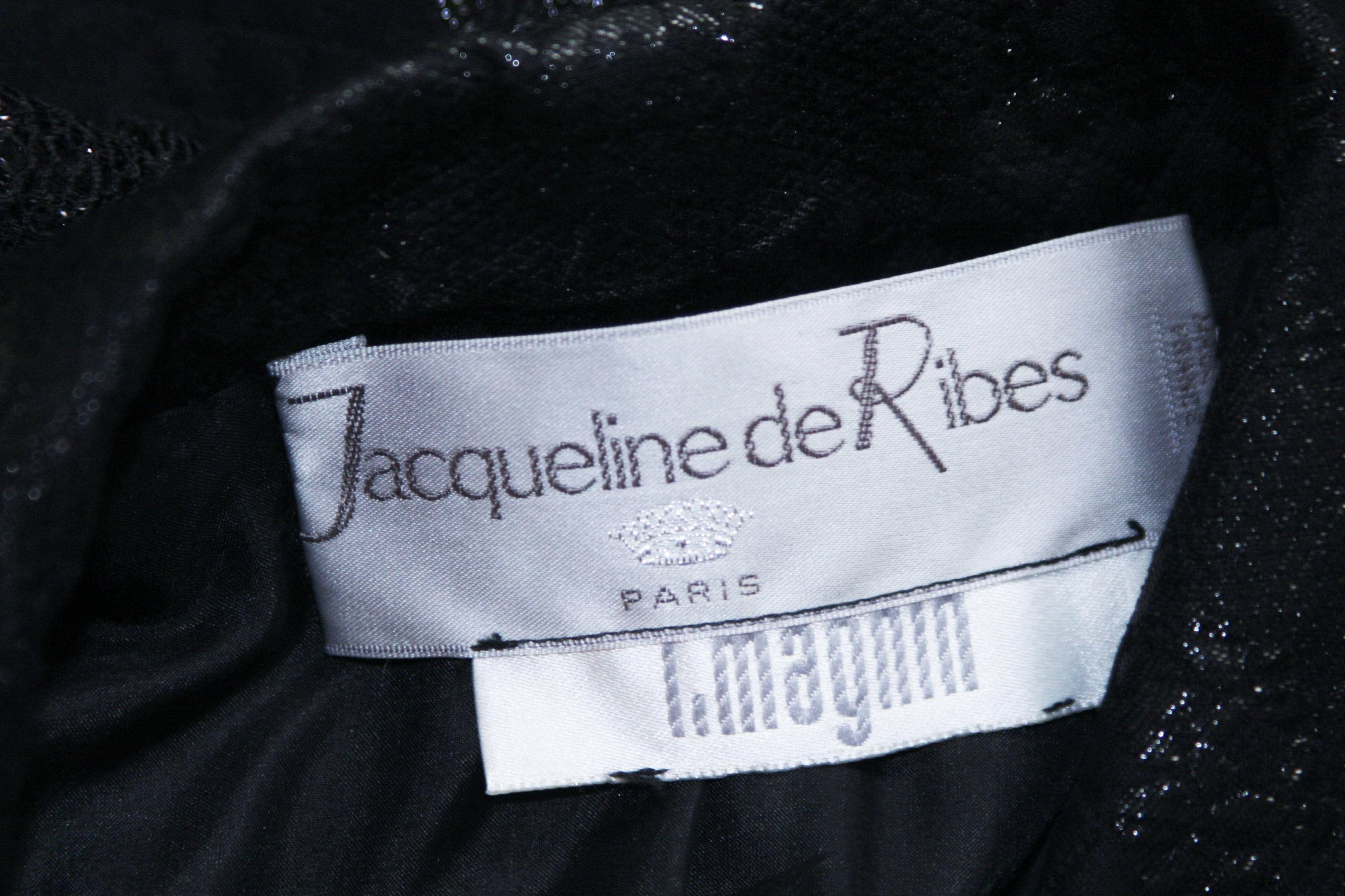 JACQUELINE DE RIBES Circa 1990s Silk Lame & Lace Skirt Suit with Belt Size 6-8 For Sale 2