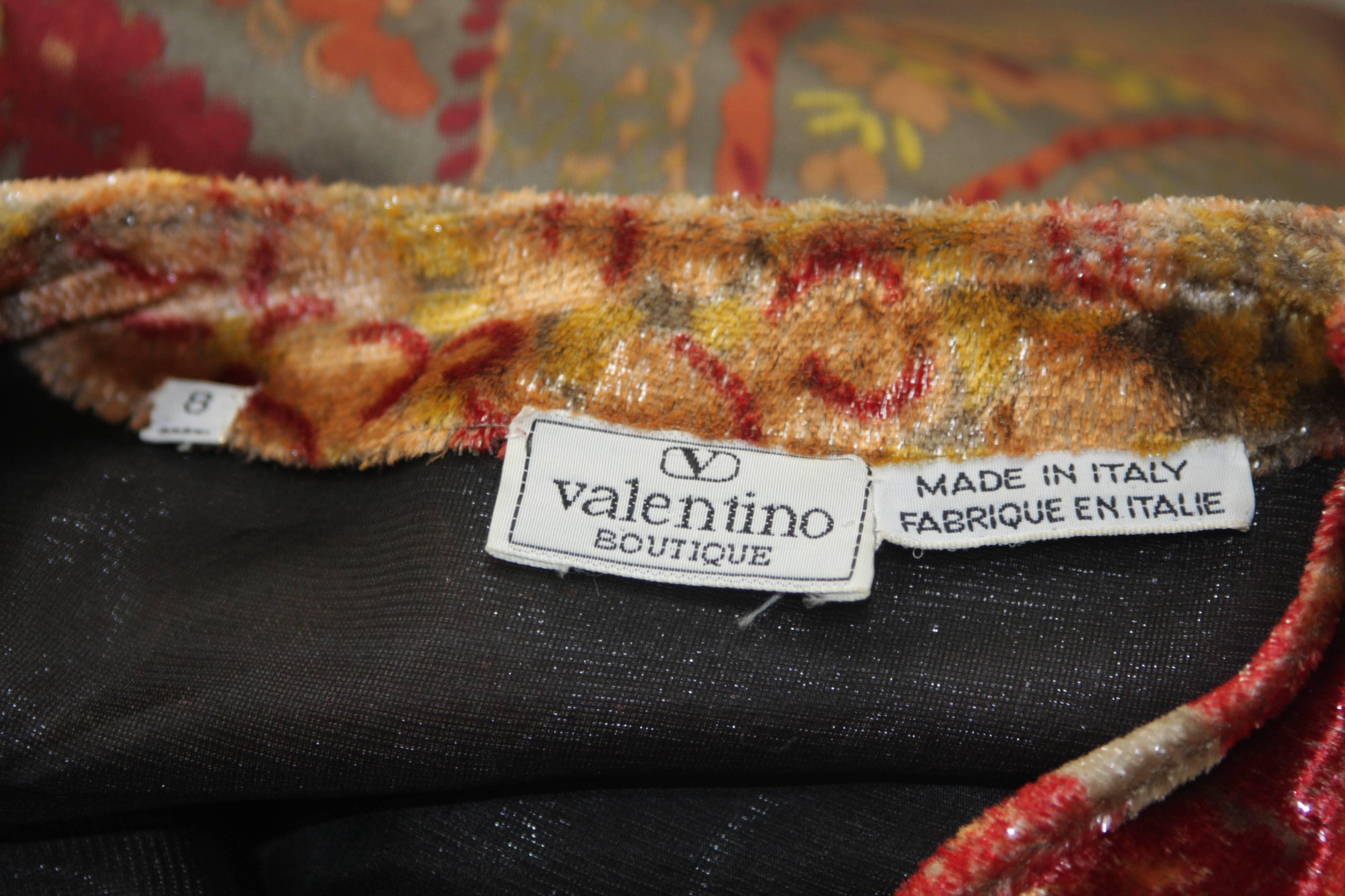 VALENTINO Gathered Metallic Velvet and Silk Gown Size 8 4