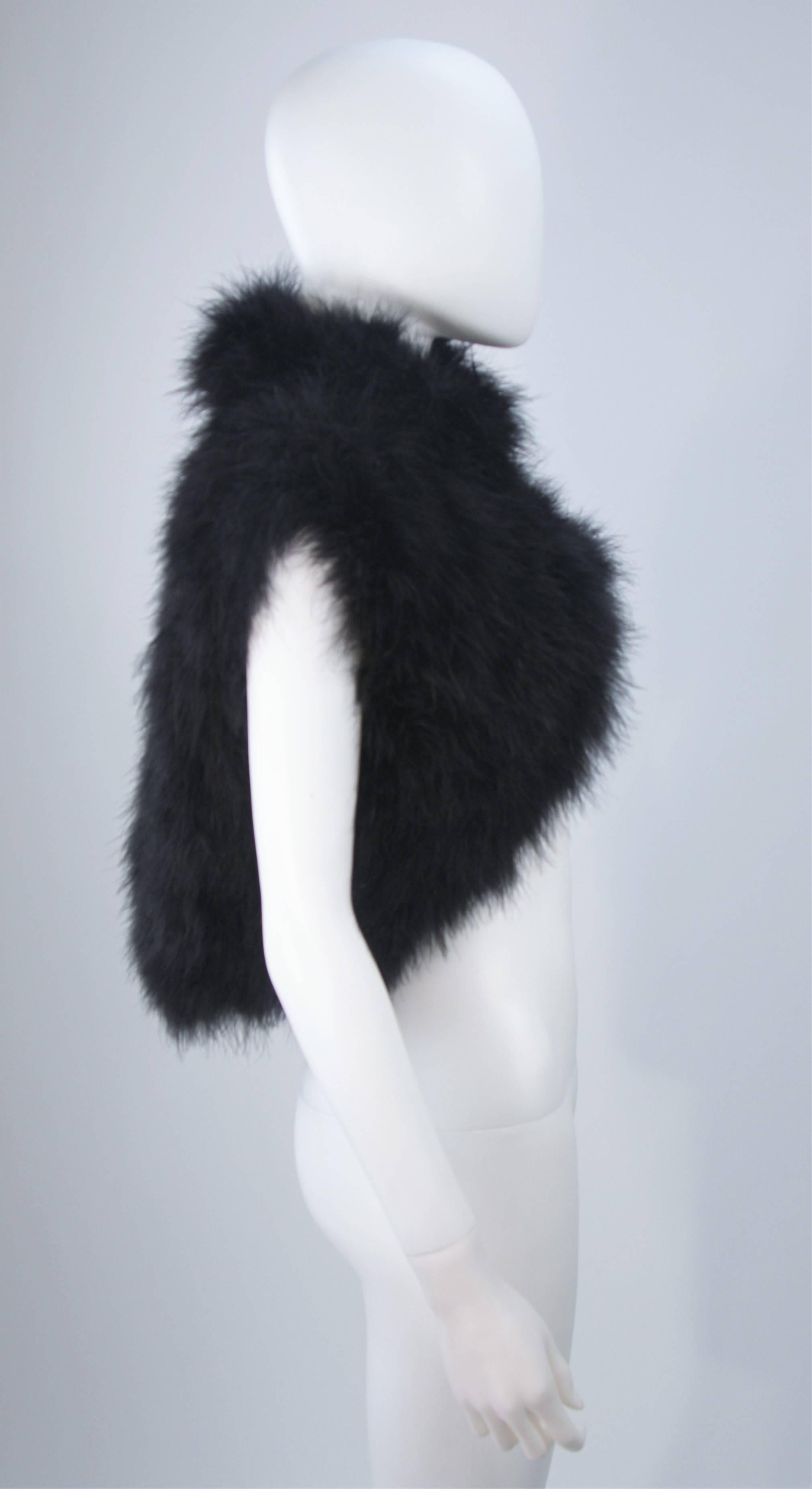 ELIZABETH MASON COUTURE Black Marabou & Silk Shrug In New Condition For Sale In Los Angeles, CA