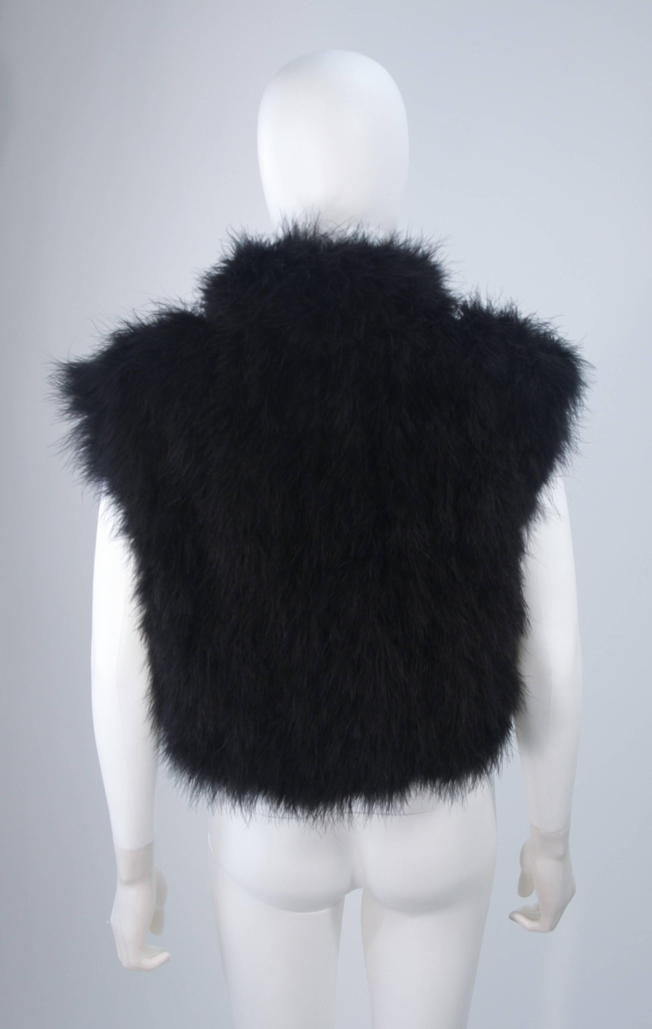 ELIZABETH MASON COUTURE Black Marabou & Silk Shrug For Sale 2