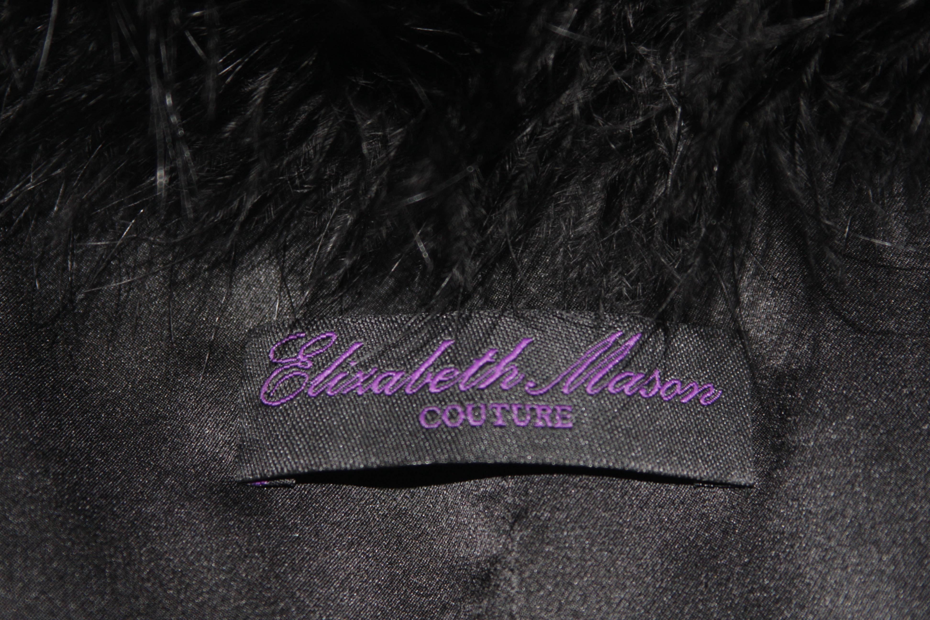 ELIZABETH MASON COUTURE Black Marabou & Silk Shrug For Sale 3